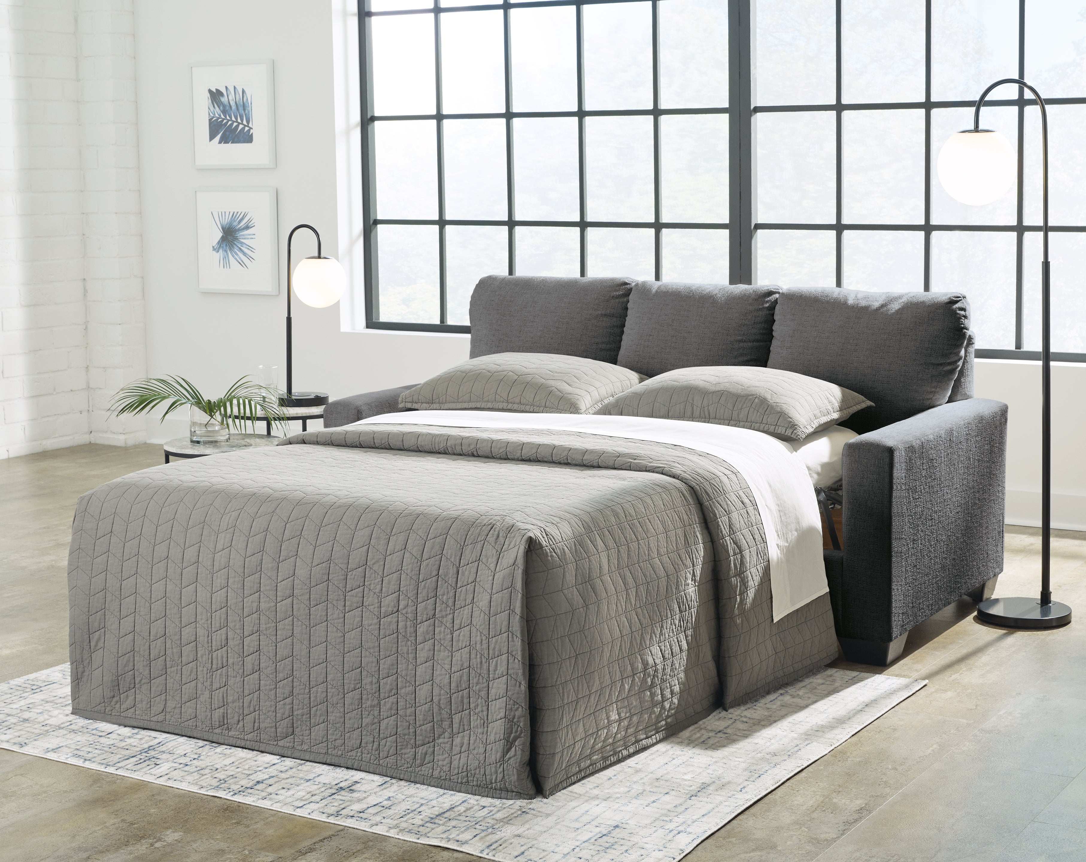 Elite Furniture Outlet - Ashley Furniture - Rannis Living Room - Full Sofa Sleeper / Pewter - 5360236