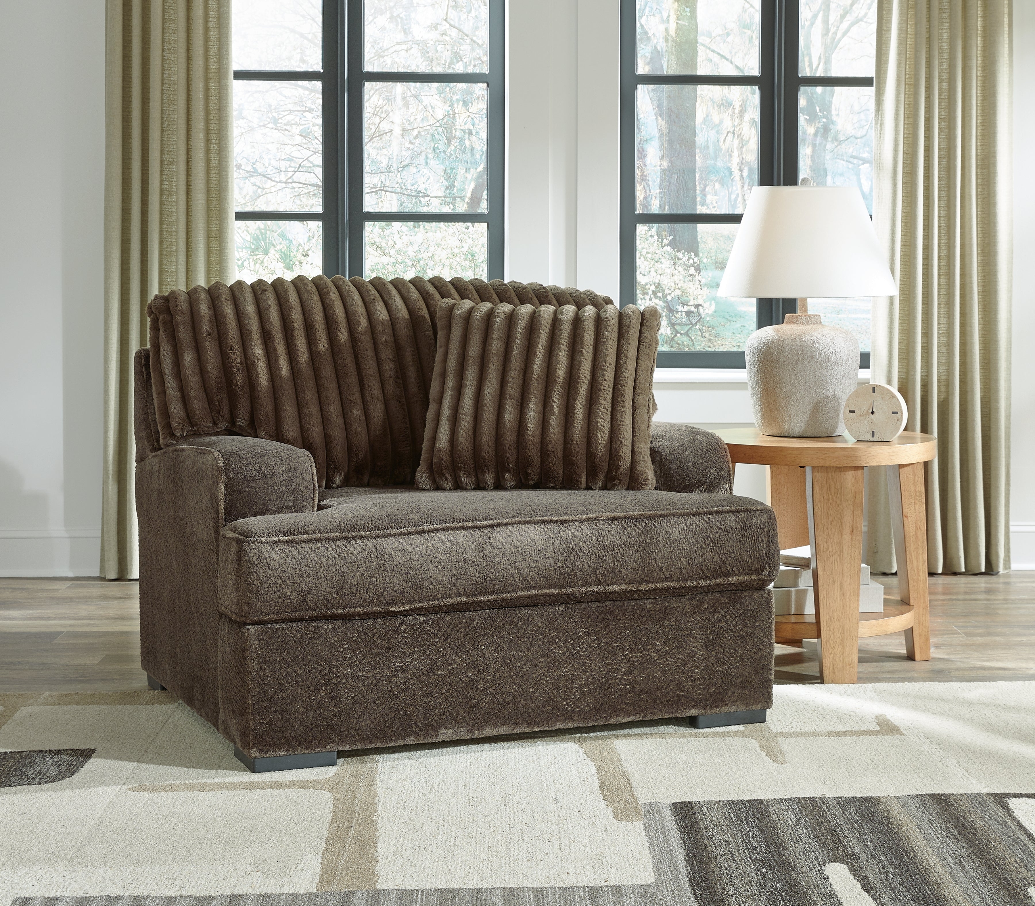 Elite Furniture Outlet - Ashley Furniture - Aylesworth Living Room - Chair and a Half / Chocolate - 5370223