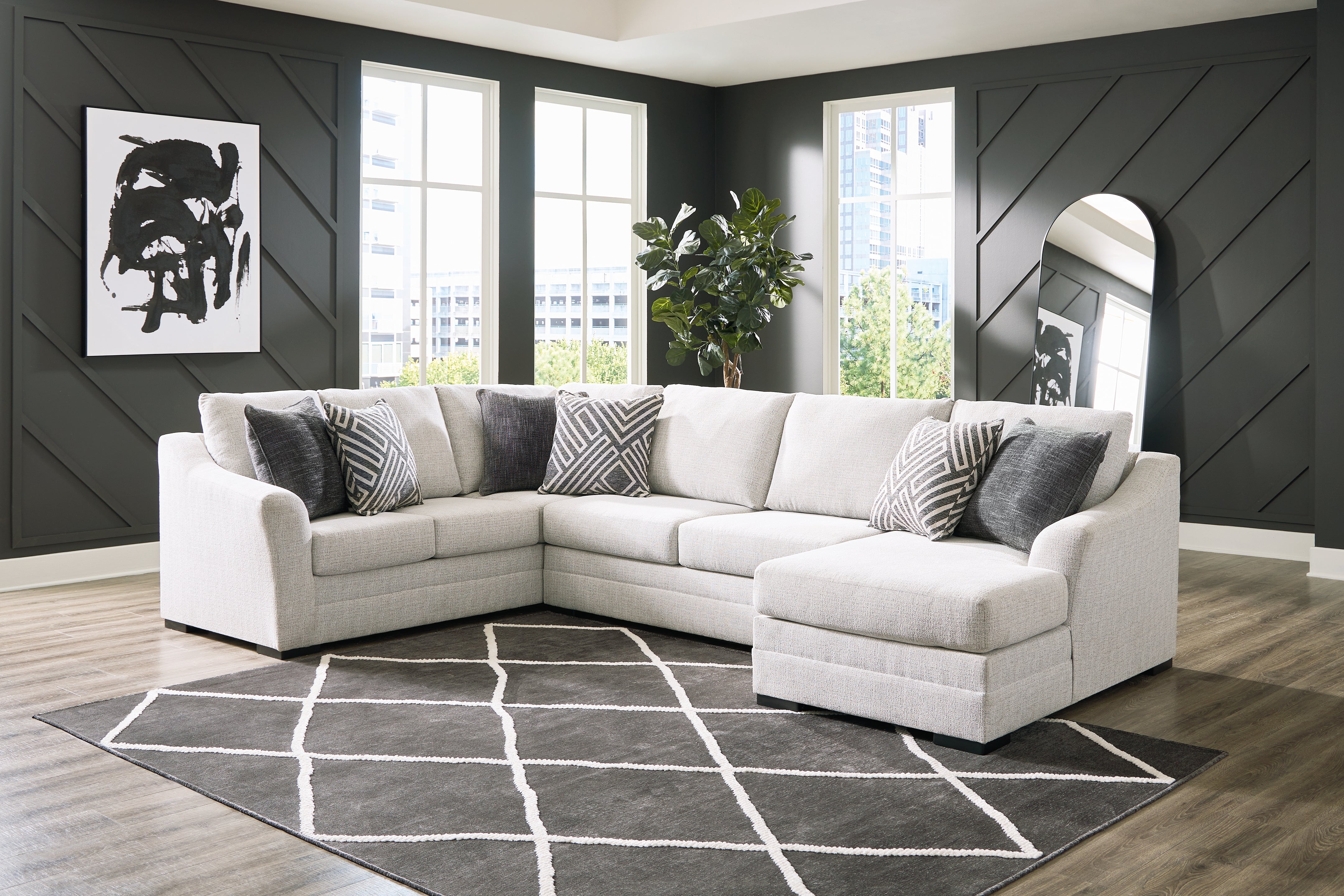 Elite Furniture Outlet - Ashley Furniture - Koralynn Sectional - LAF 3-Piece Sectional with Chaise / Stone - 54102S2