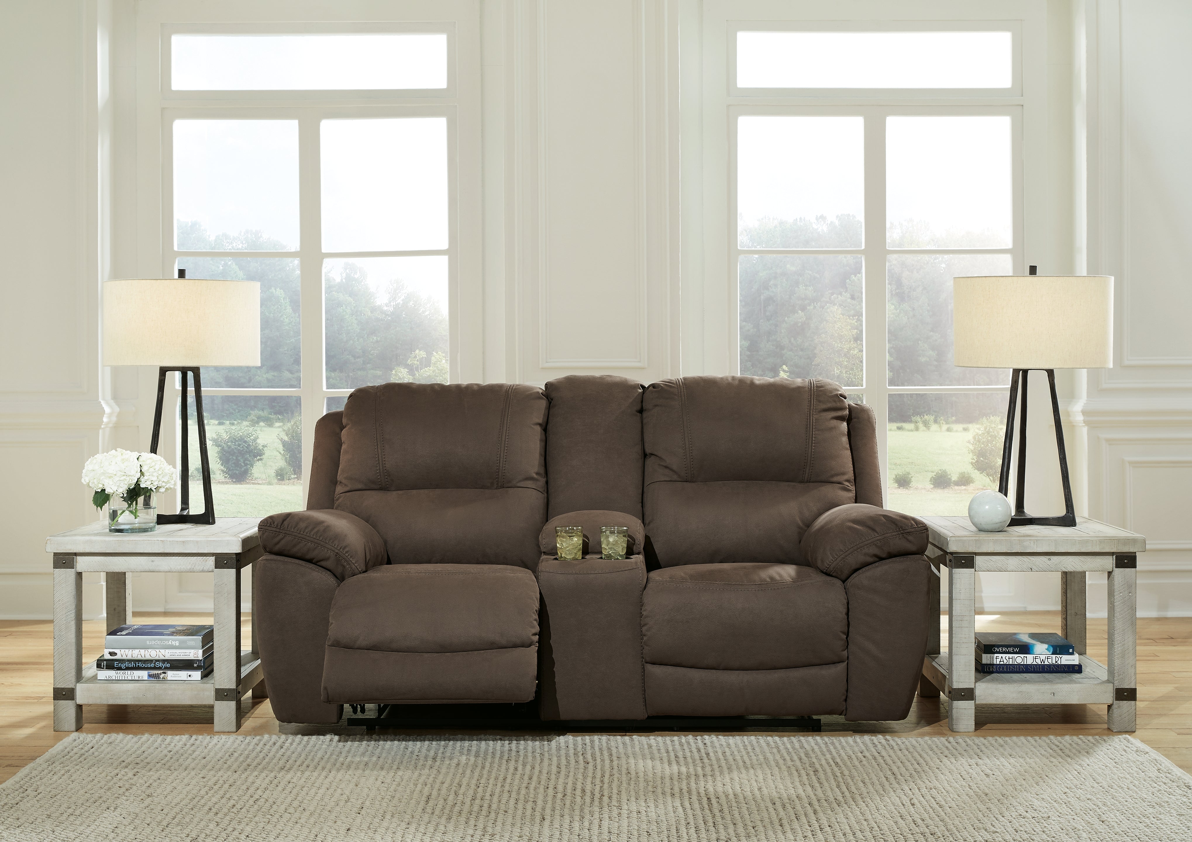 Elite Furniture Outlet - Ashley Furniture - Next-Gen Gaucho Living Room - DBL Rec Loveseat w/Console / Espresso - 5420494