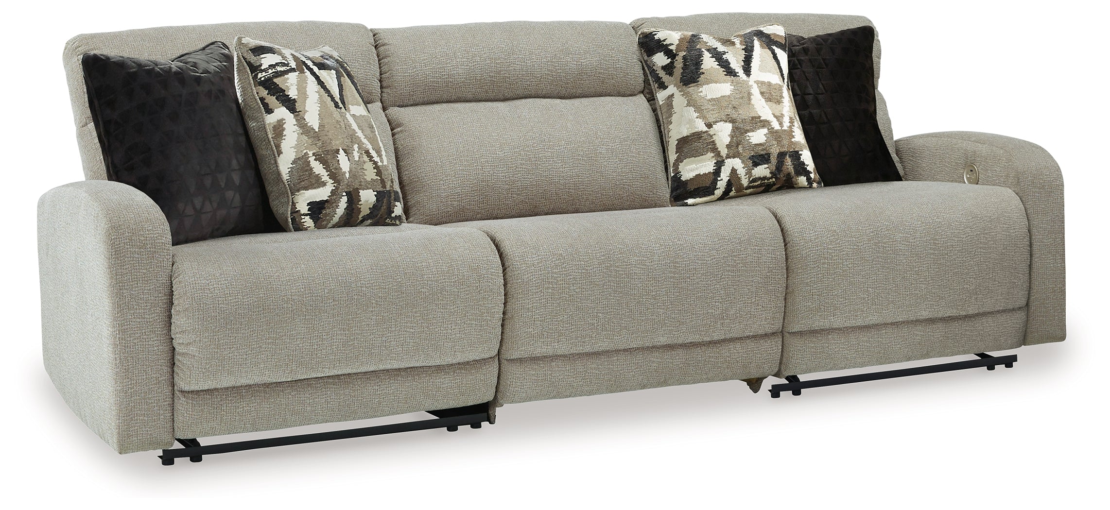 Elite Furniture Outlet - Ashley Furniture - Colleyville Sectional - 3-Piece Power Reclining Sectional Sofa / Stone - 54405S8