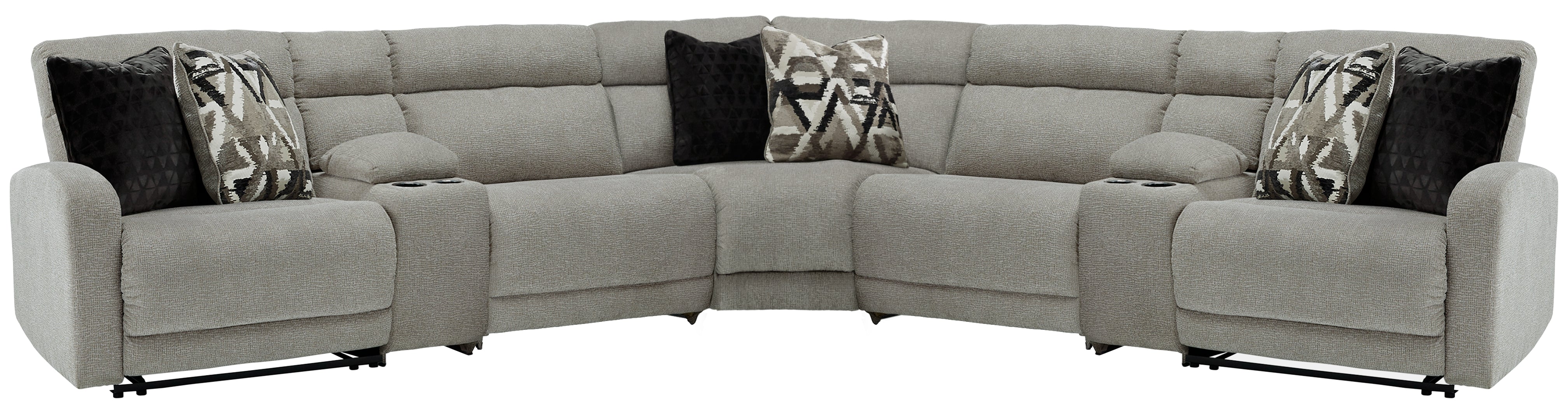 Elite Furniture Outlet - Ashley Furniture - Colleyville Sectional - 7-Piece Power Reclining Sectional / Stone - 54405S10