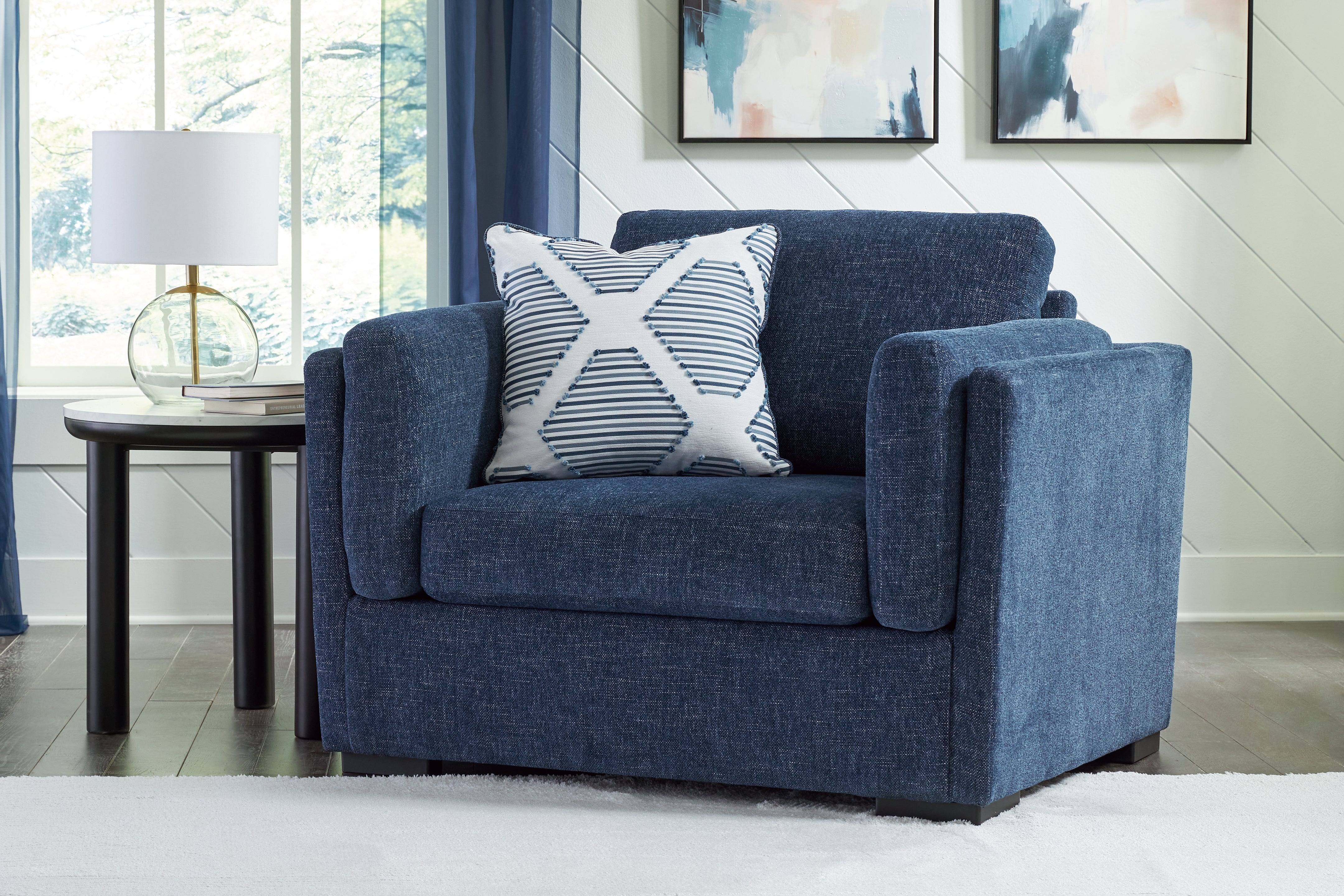 Elite Furniture Outlet - Ashley Furniture - Evansley Living Room - Chair and a Half / Navy - 5450223