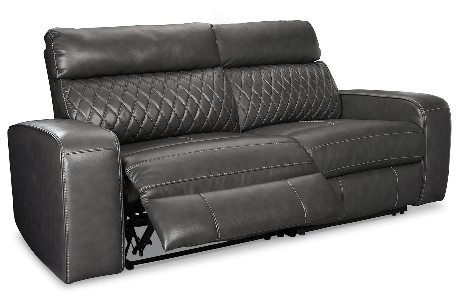 Elite Furniture Outlet - Ashley Furniture - Samperstone Sectional - 2-Piece Power Reclining Sectional Loveseat / Gray - 55203S5