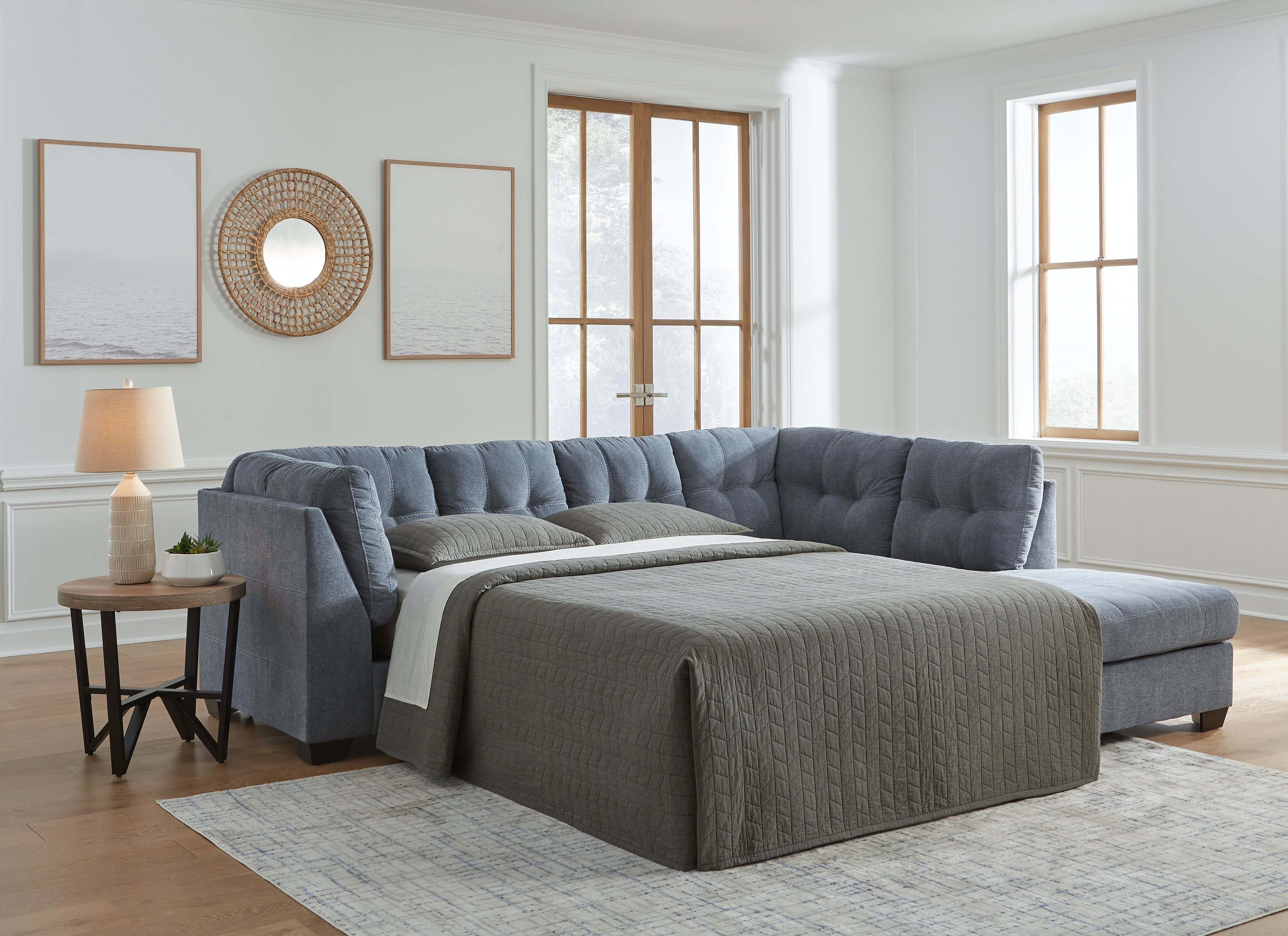 Elite Furniture Outlet - Ashley Furniture - Marleton Sectional - 2-Piece Sleeper Sectional with Chaise / Denim - 55303S4