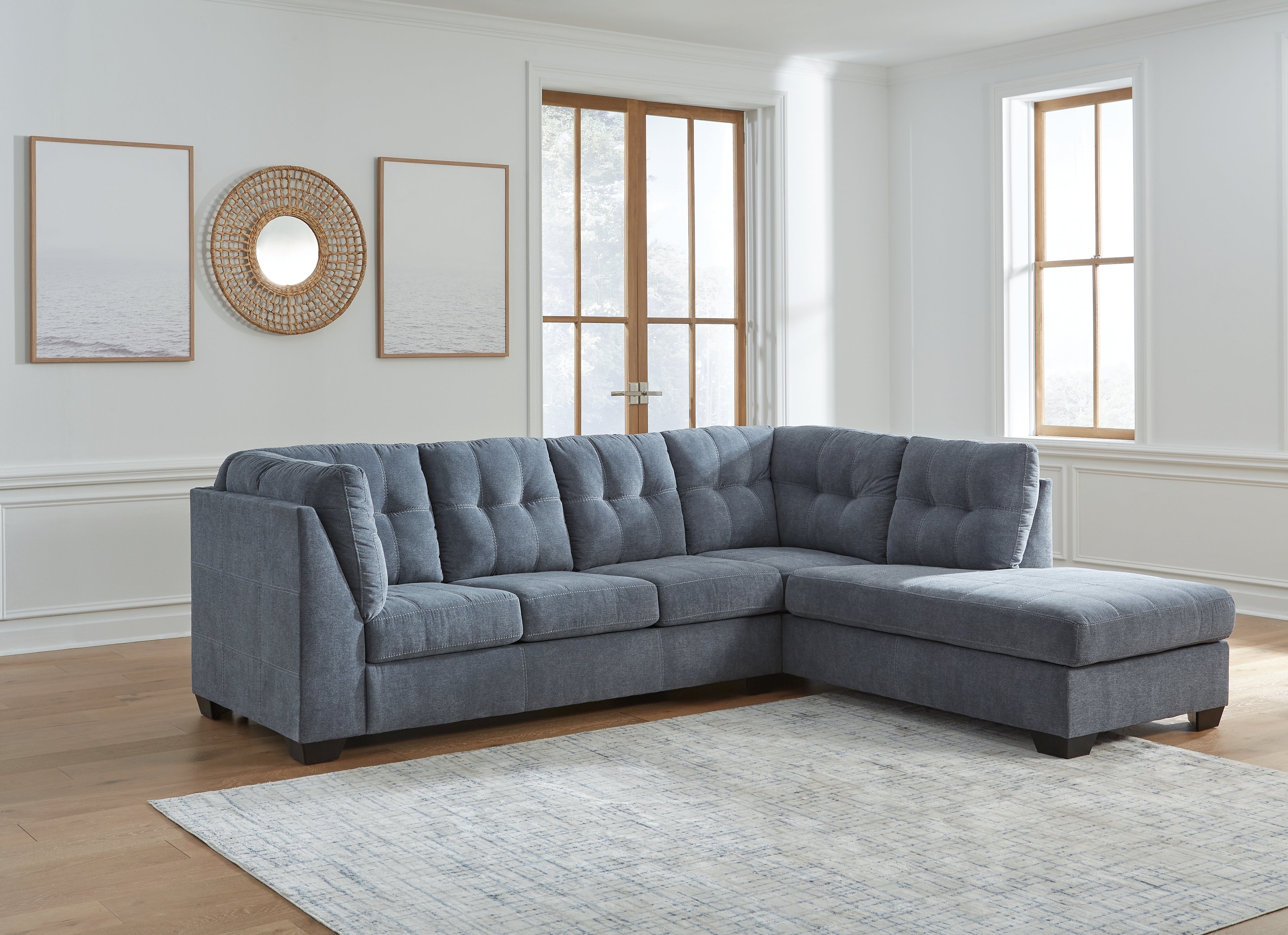Elite Furniture Outlet - Ashley Furniture - Marleton Sectional - LAF 2-Piece Sectional with Chaise / Denim - 55303S2