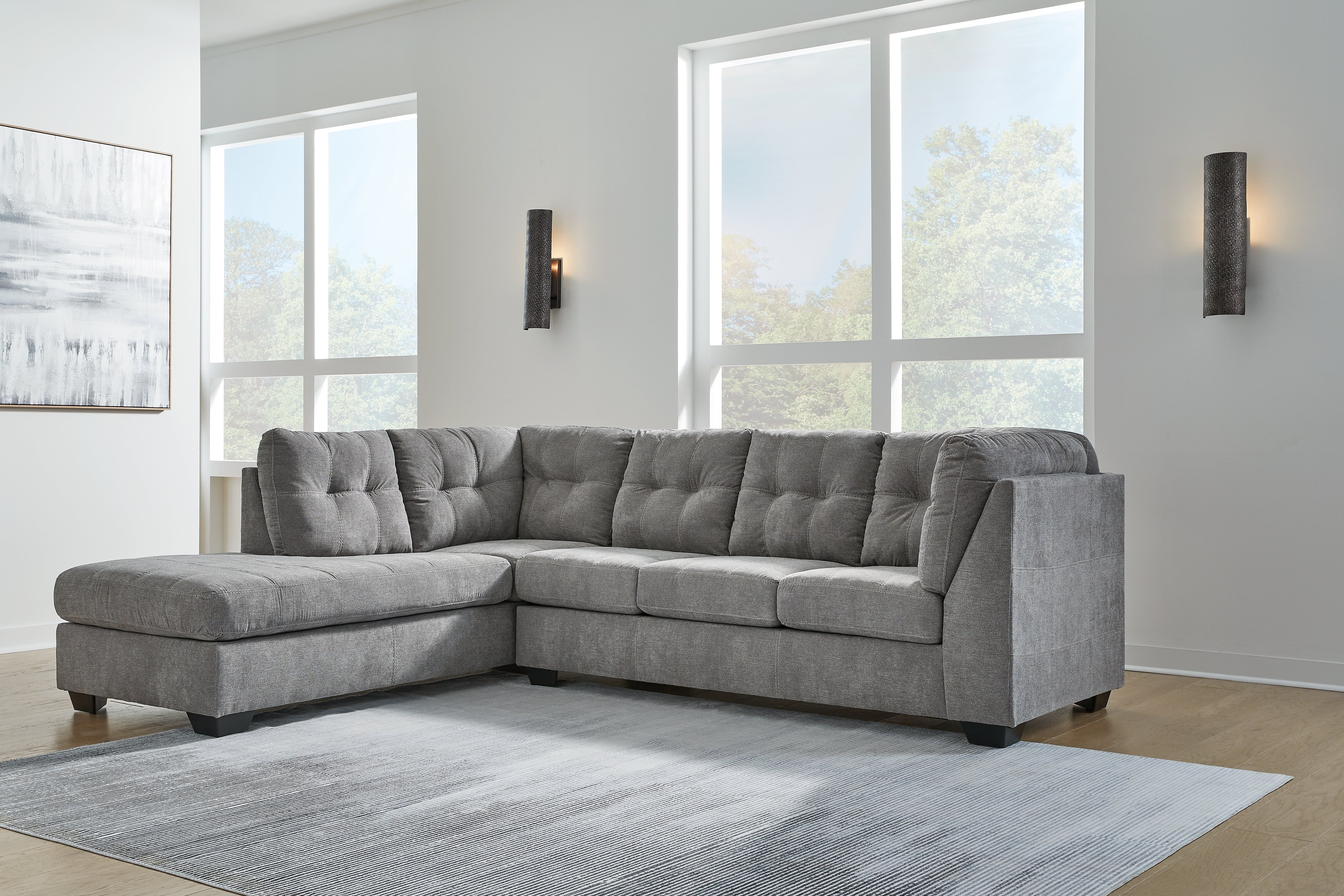 Elite Furniture Outlet - Ashley Furniture - Marleton Sectional - RAF 2-Piece Sectional with Chaise / Gray - 55305S1