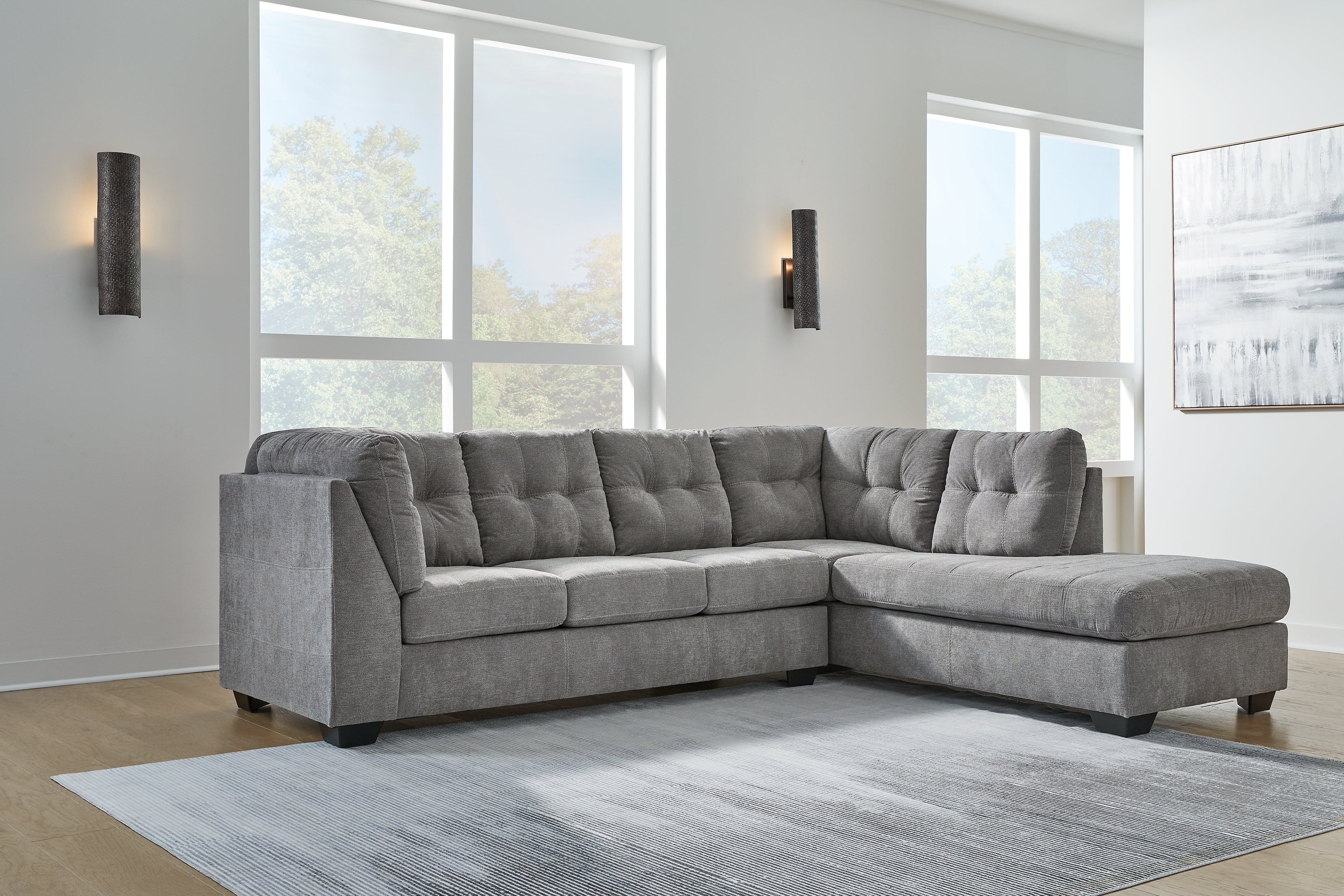 Elite Furniture Outlet - Ashley Furniture - Marleton Sectional - LAF 2-Piece Sectional with Chaise / Gray - 55305S2
