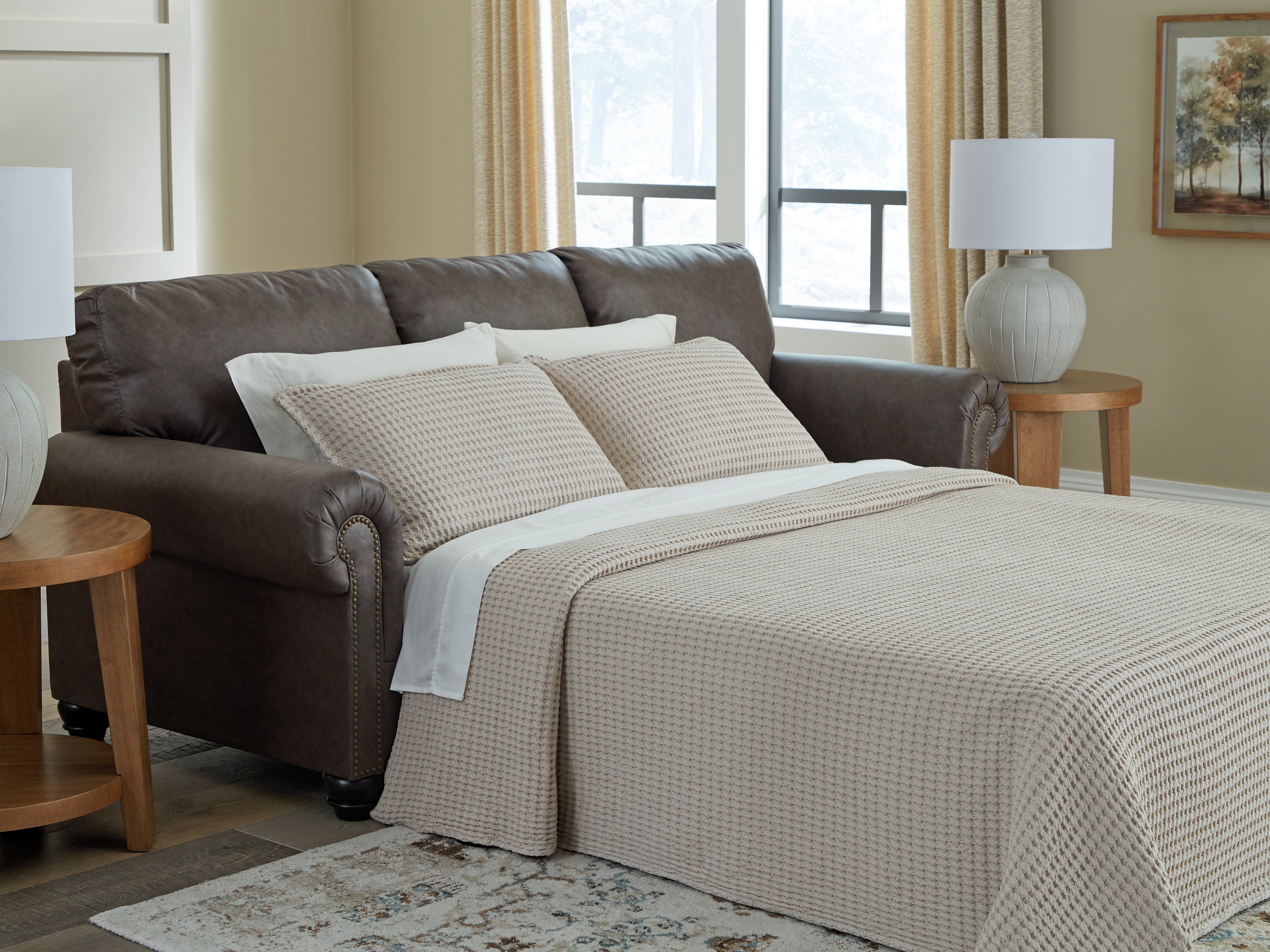 Elite Furniture Outlet - Ashley Furniture - Roxmere Living Room - Queen Sofa Sleeper / Umber - 5550339