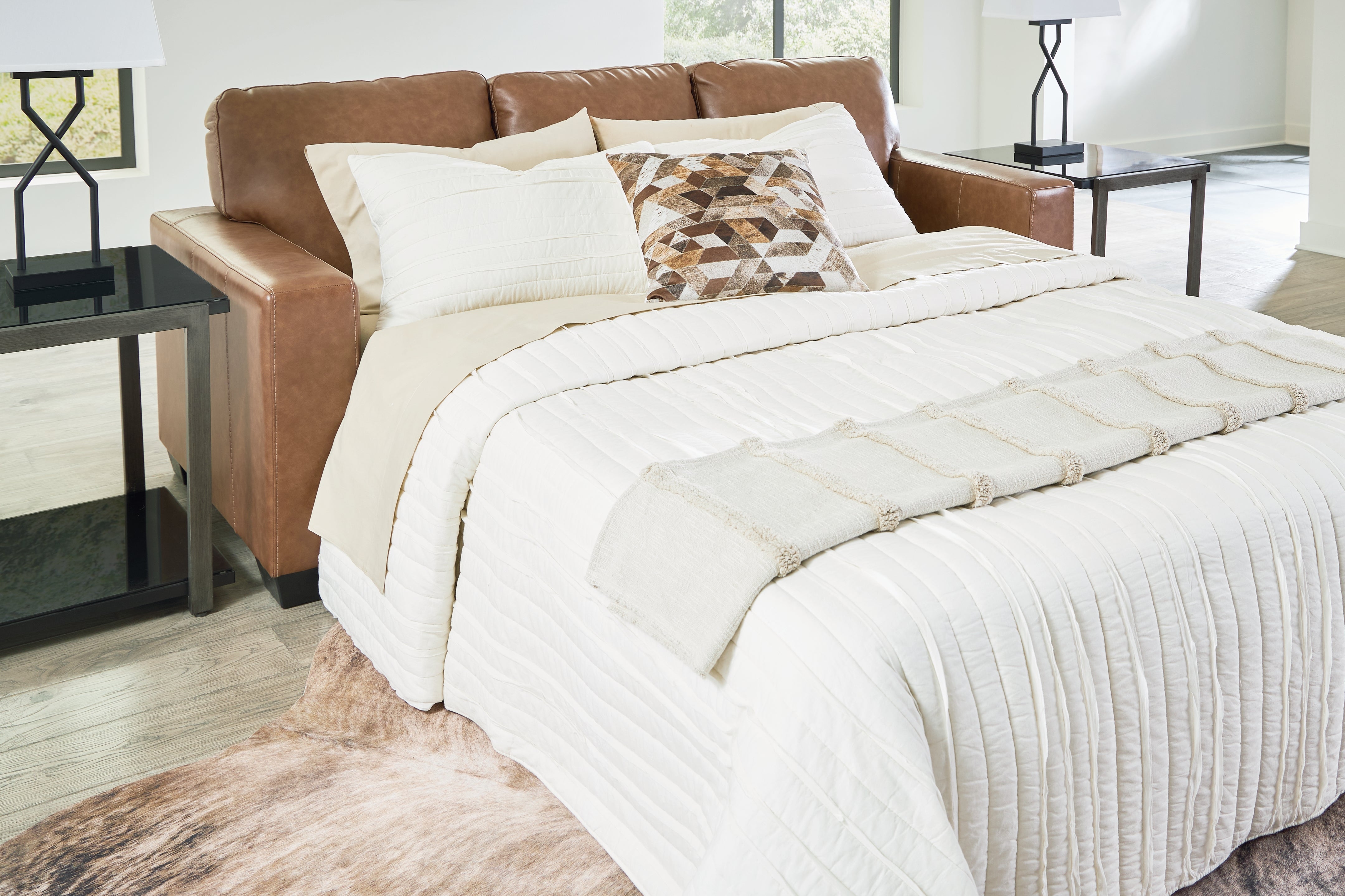 Elite Furniture Outlet - Ashley Furniture - Bolsena Living Room - Queen Sofa Sleeper / Caramel - 5560339