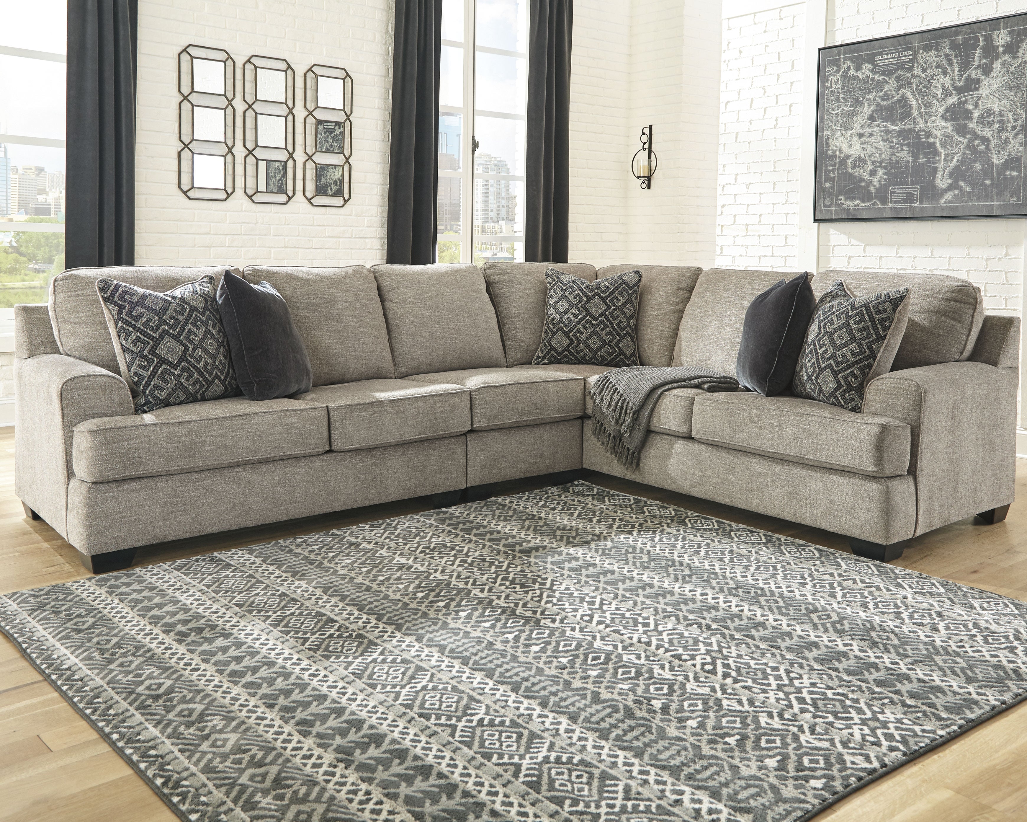 Elite Furniture Outlet - Ashley Furniture - Bovarian Sectional - RAF 3-Piece Sectional / Stone - 56103S2