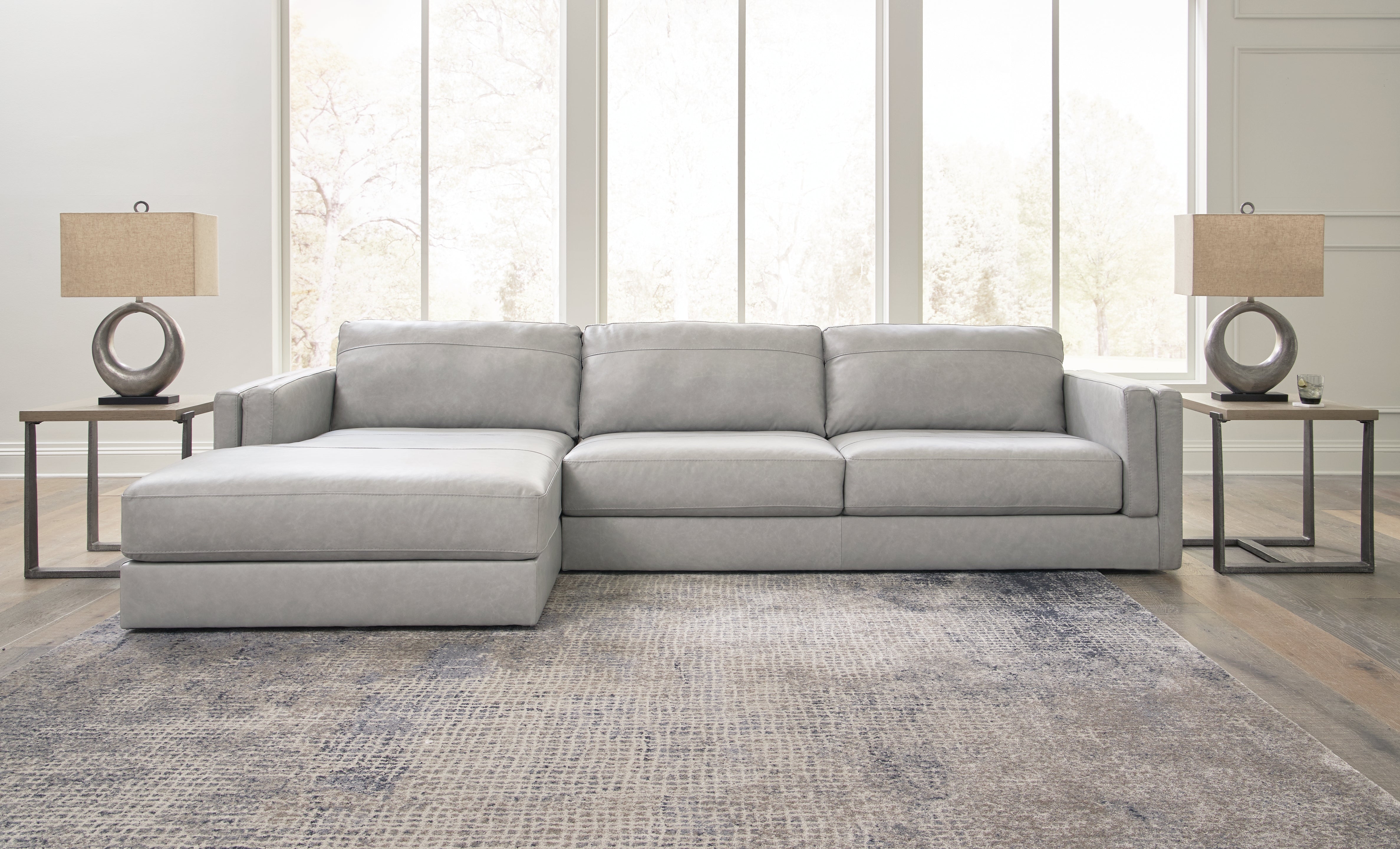 Elite Furniture Outlet - Ashley Furniture - Amiata Sectional - RAF 2-Piece Sectional with Chaise / Glacier - 57404S1