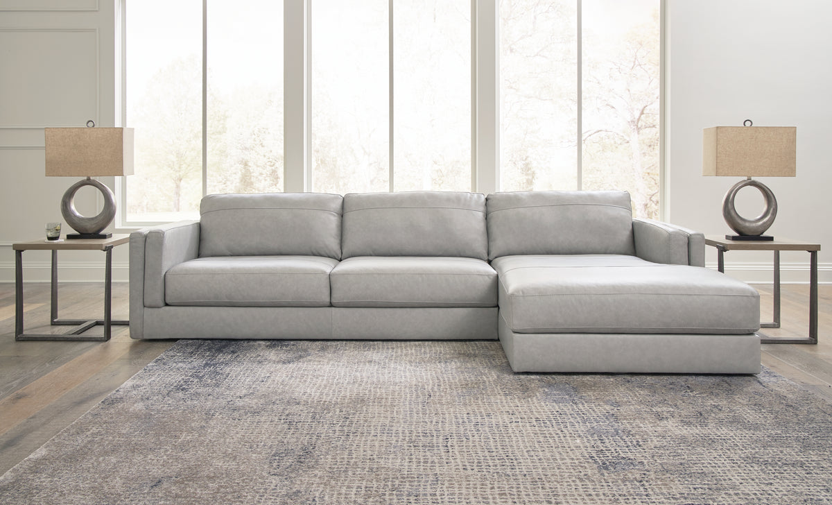 Elite Furniture Outlet - Ashley Furniture - Amiata Sectional - LAF 2-Piece Sectional with Chaise / Glacier - 57404S2