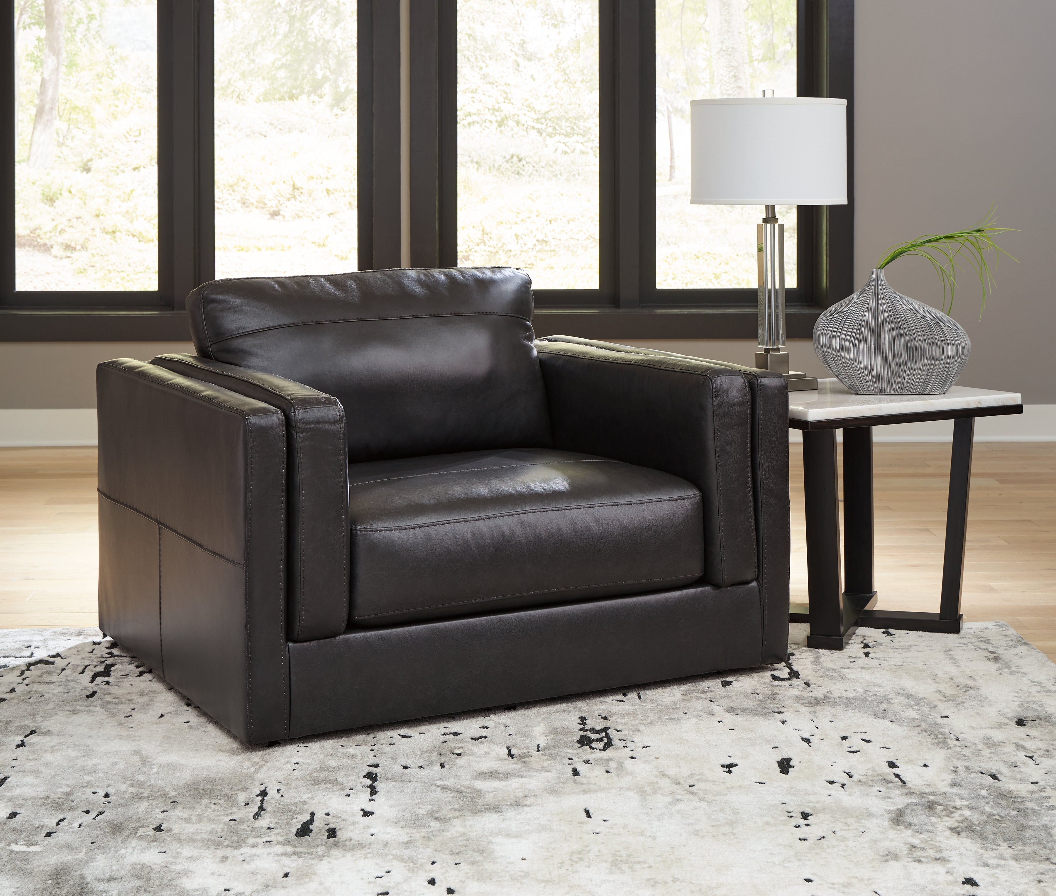 Elite Furniture Outlet - Ashley Furniture - Amiata Living Room - Chair and a Half / Onyx - 5740523