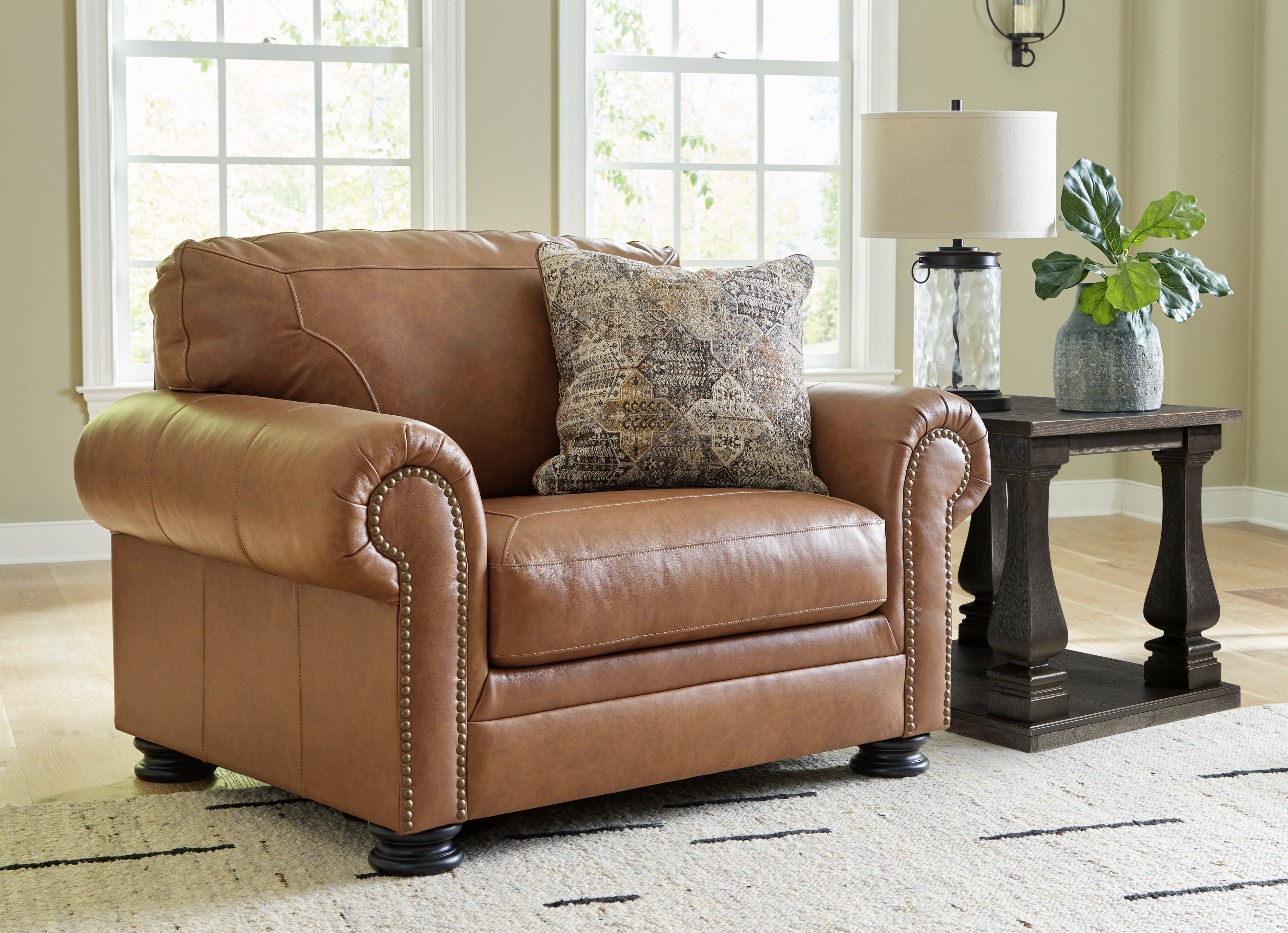 Elite Furniture Outlet - Ashley Furniture - Carianna Living Room - Chair and a Half / Caramel - 5760423