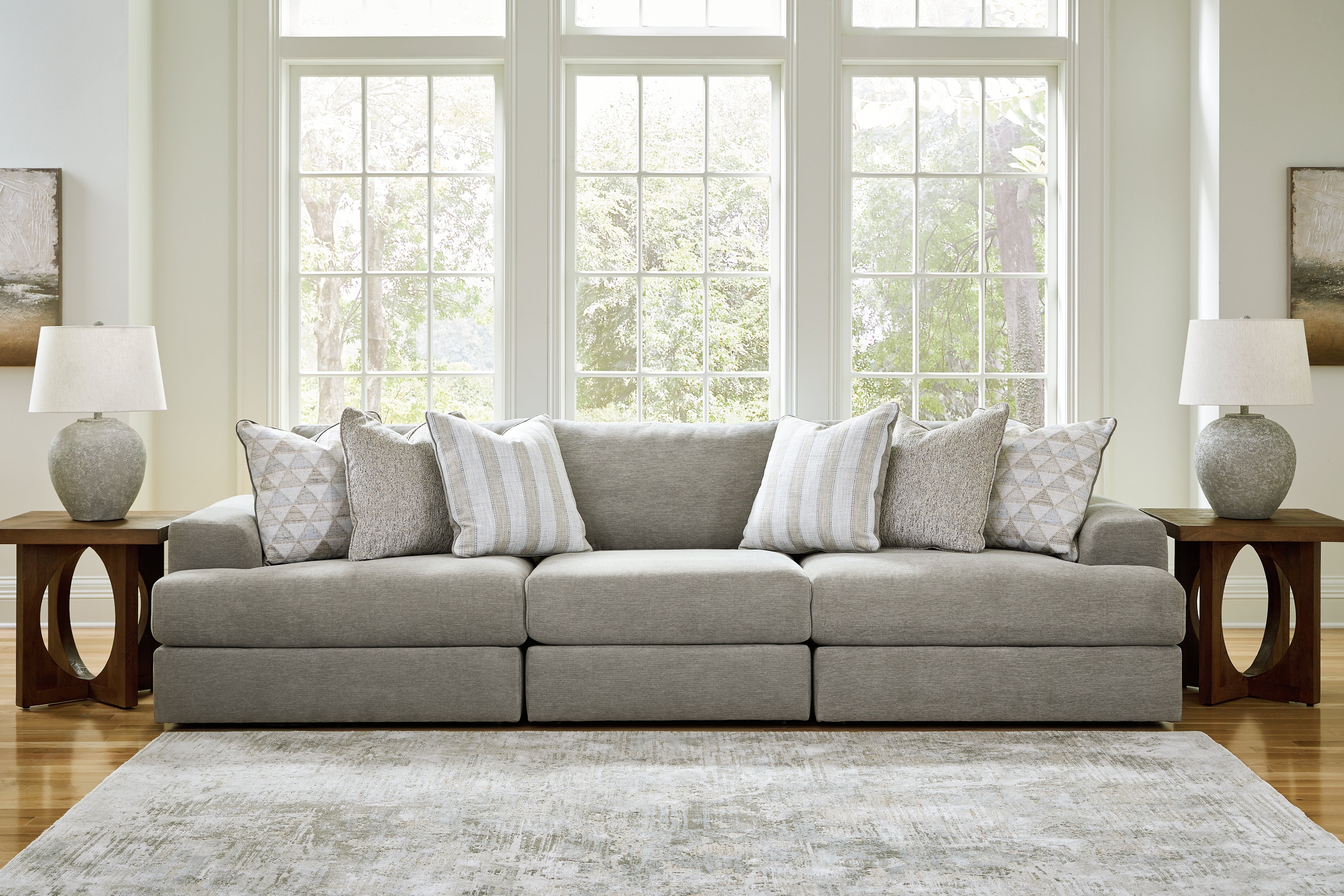Elite Furniture Outlet - Ashley Furniture - Avaliyah Sectional - RAF 3-Piece Sectional Sofa / Ash - 58103S2