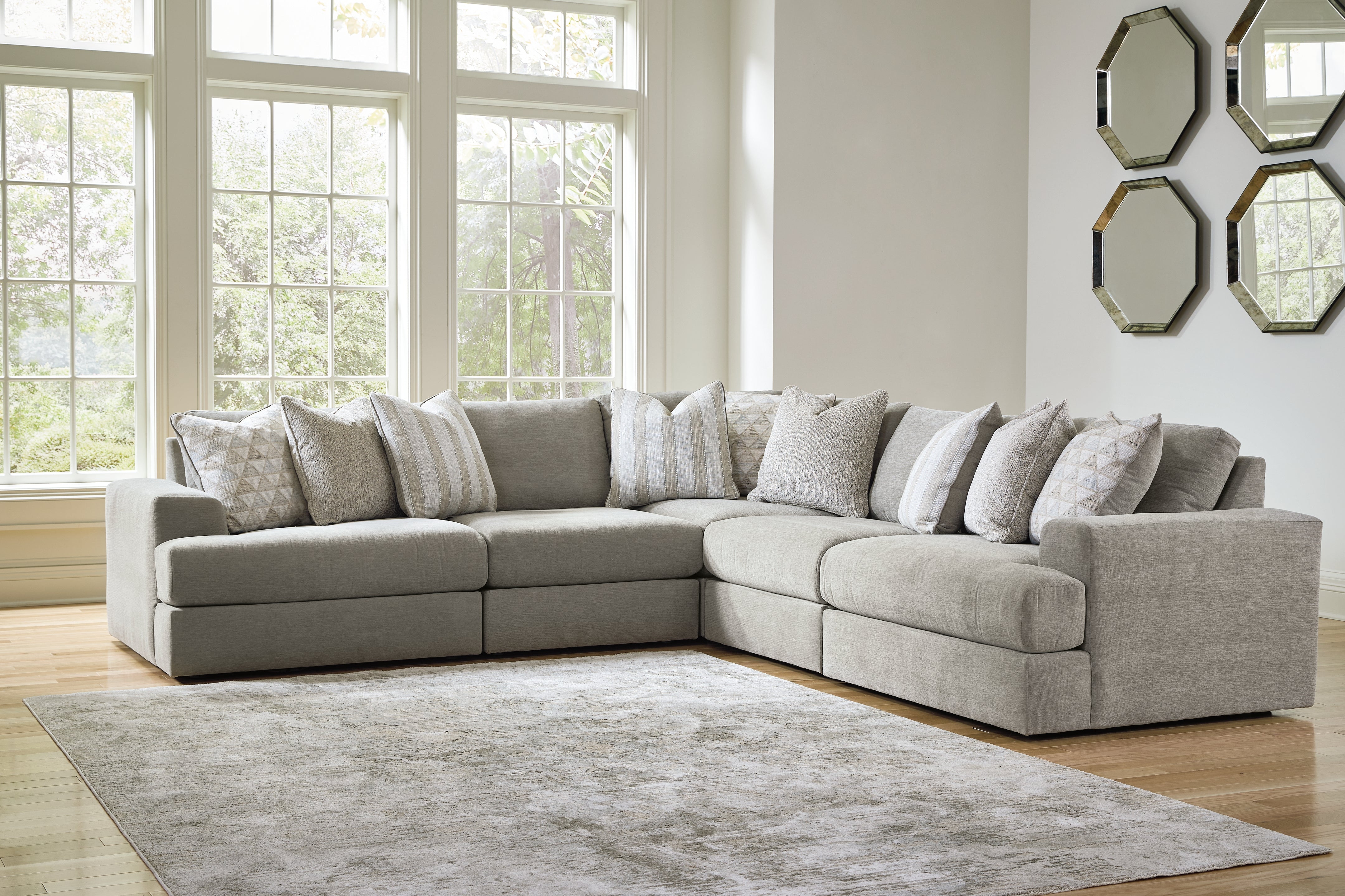 Elite Furniture Outlet - Ashley Furniture - Avaliyah Sectional - RAF 5-Piece Sectional / Ash - 58103S6
