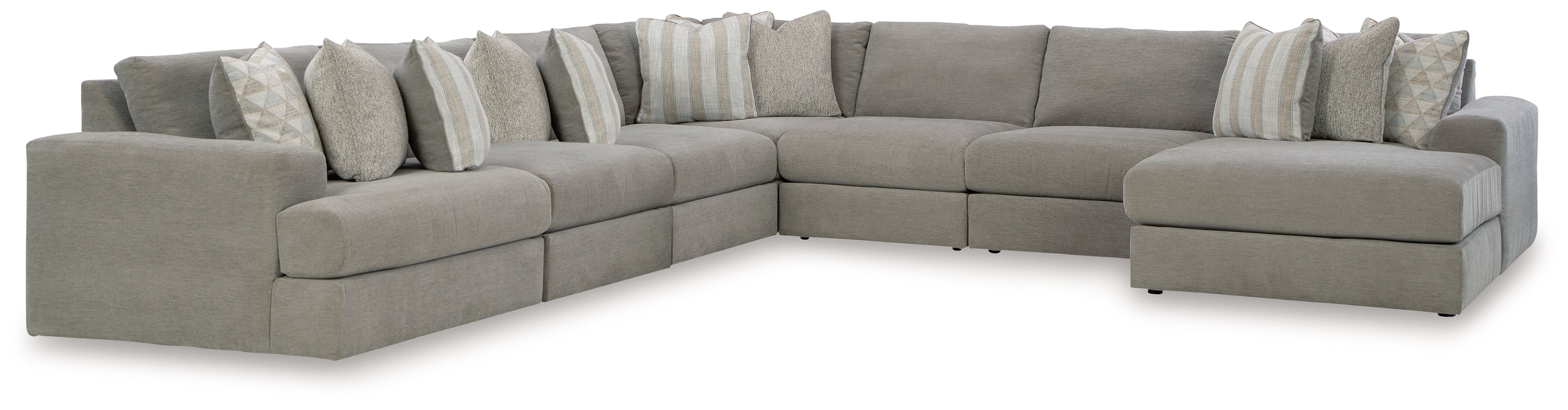 Elite Furniture Outlet - Ashley Furniture - Avaliyah Sectional - RAF 7-Piece Sectional with Chaise / Ash - 58103S10