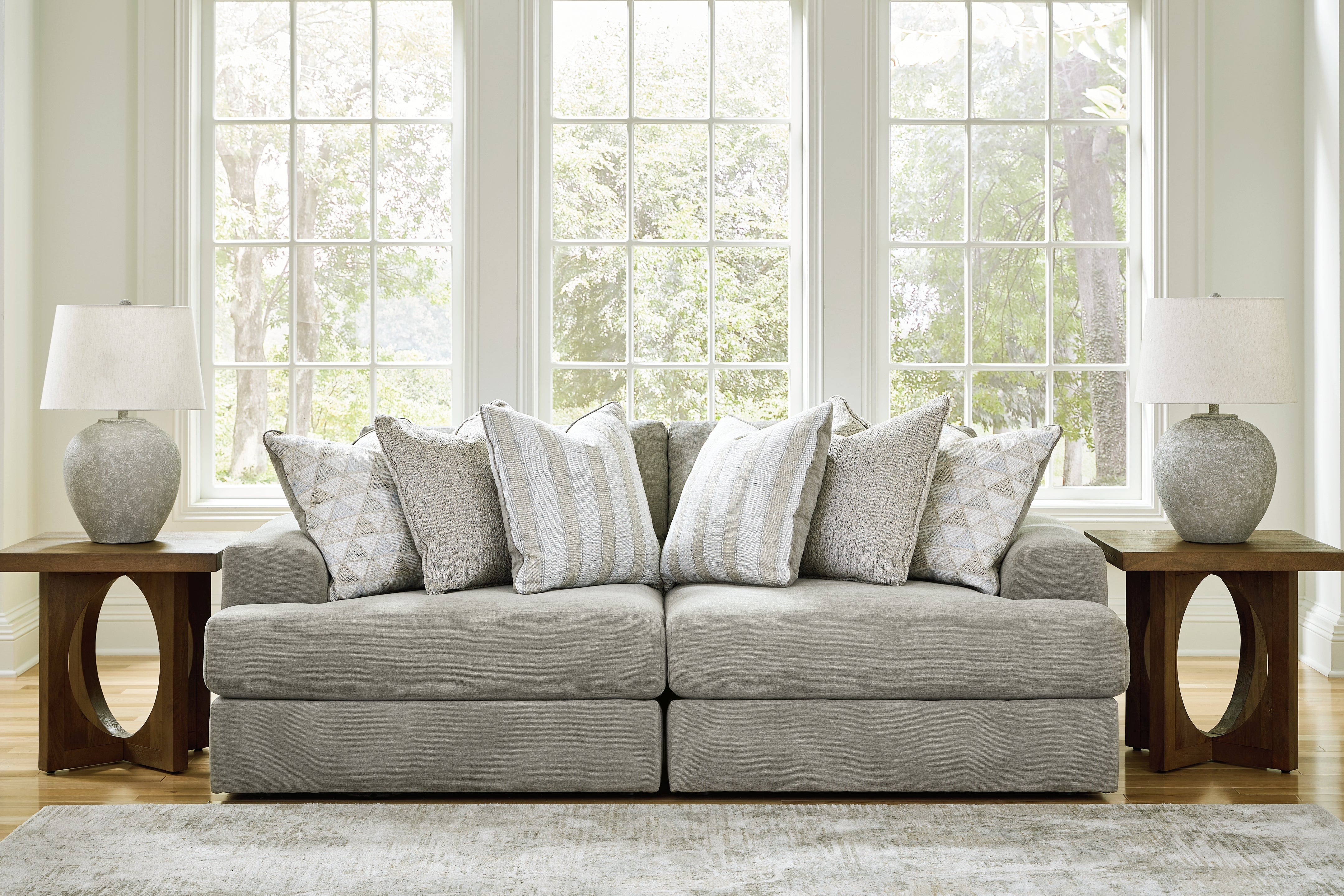 Elite Furniture Outlet - Ashley Furniture - Avaliyah Sectional - RAF 2-Piece Sectional Loveseat / Ash - 58103S1