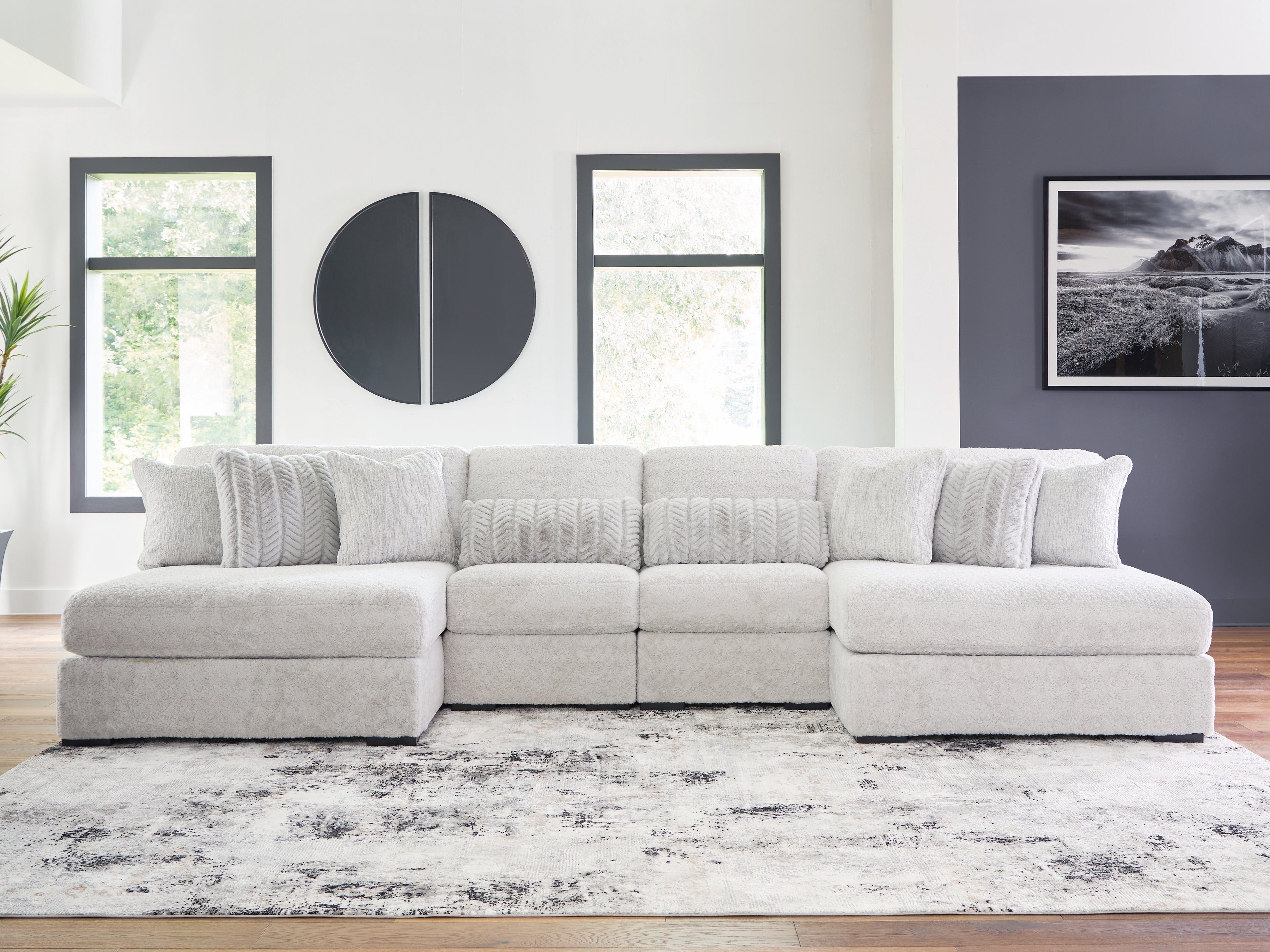 Elite Furniture Outlet - Ashley Furniture - Cuddle Plush Sectional - 4-Piece Sectional with Chaise / Arctic - PC59106S4