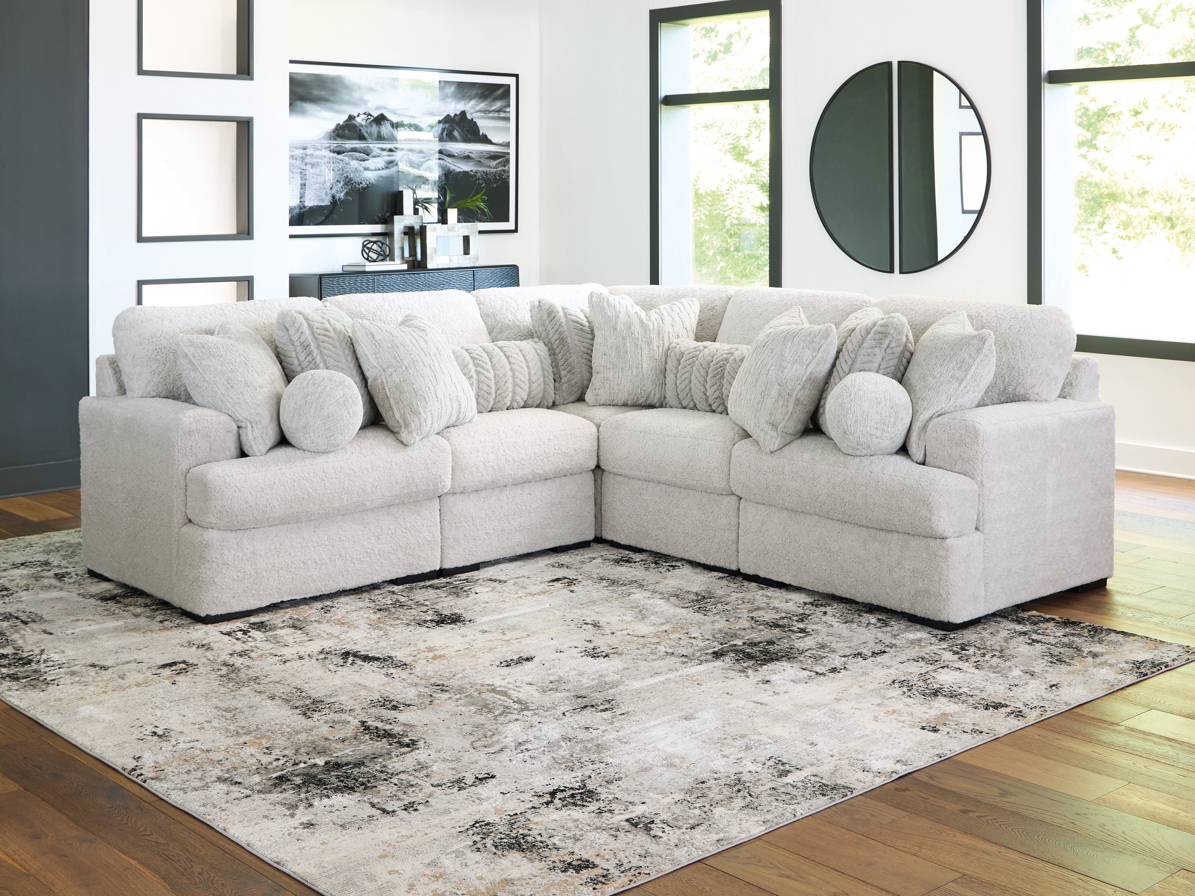 Elite Furniture Outlet - Ashley Furniture - Cuddle Plush Sectional - RAF 5-Piece Sectional / Arctic - PC59106S2