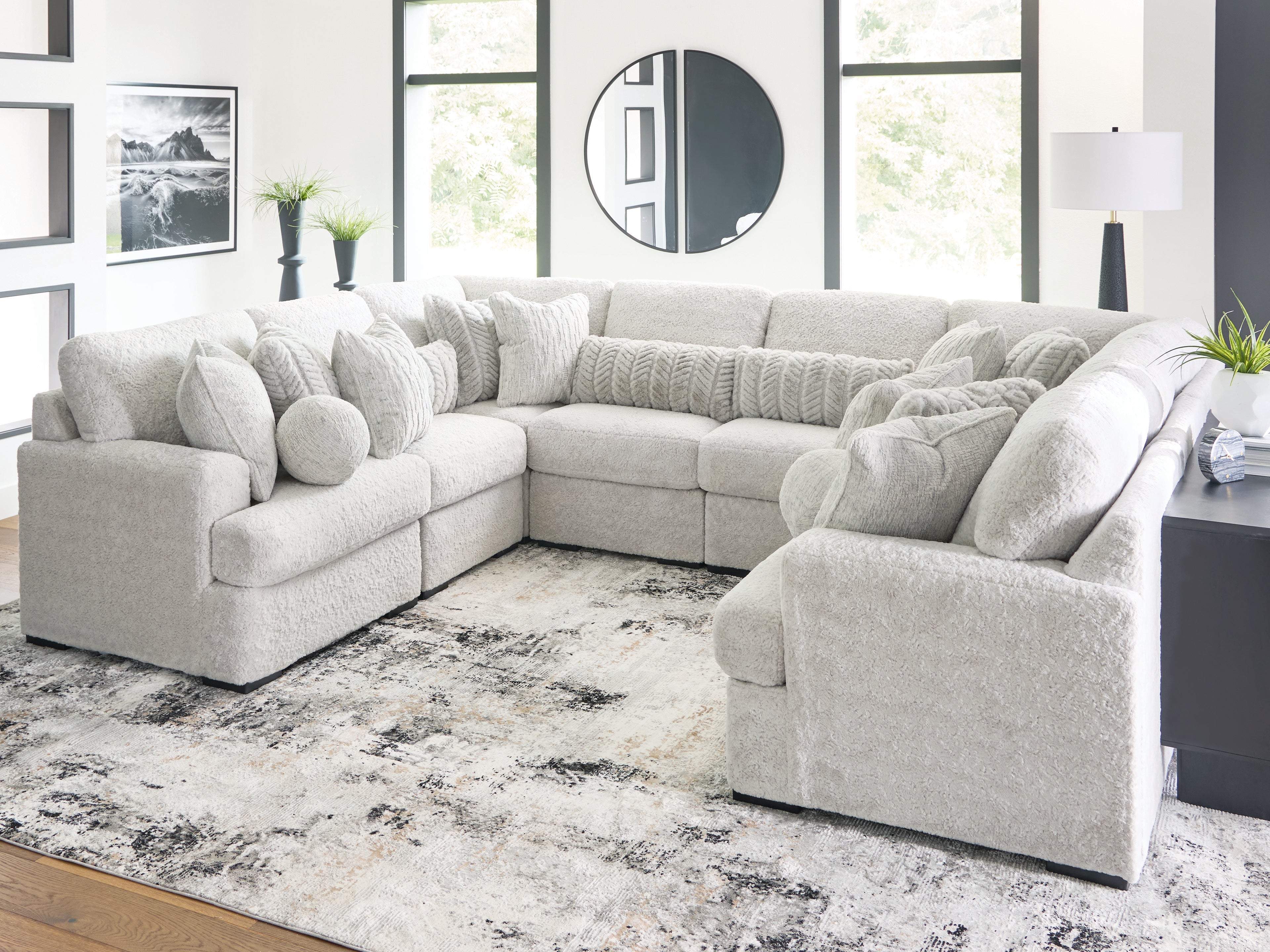 Elite Furniture Outlet - Ashley Furniture - Cuddle Plush Sectional - RAF 8-Piece Sectional / Arctic - PC59106S6