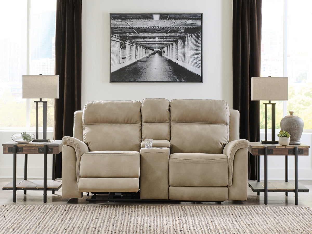 Elite Furniture Outlet - Ashley Furniture - Next-Gen DuraPella Living Room - PWR REC Loveseat/CON/ADJ HDRST / Sand - 5930218