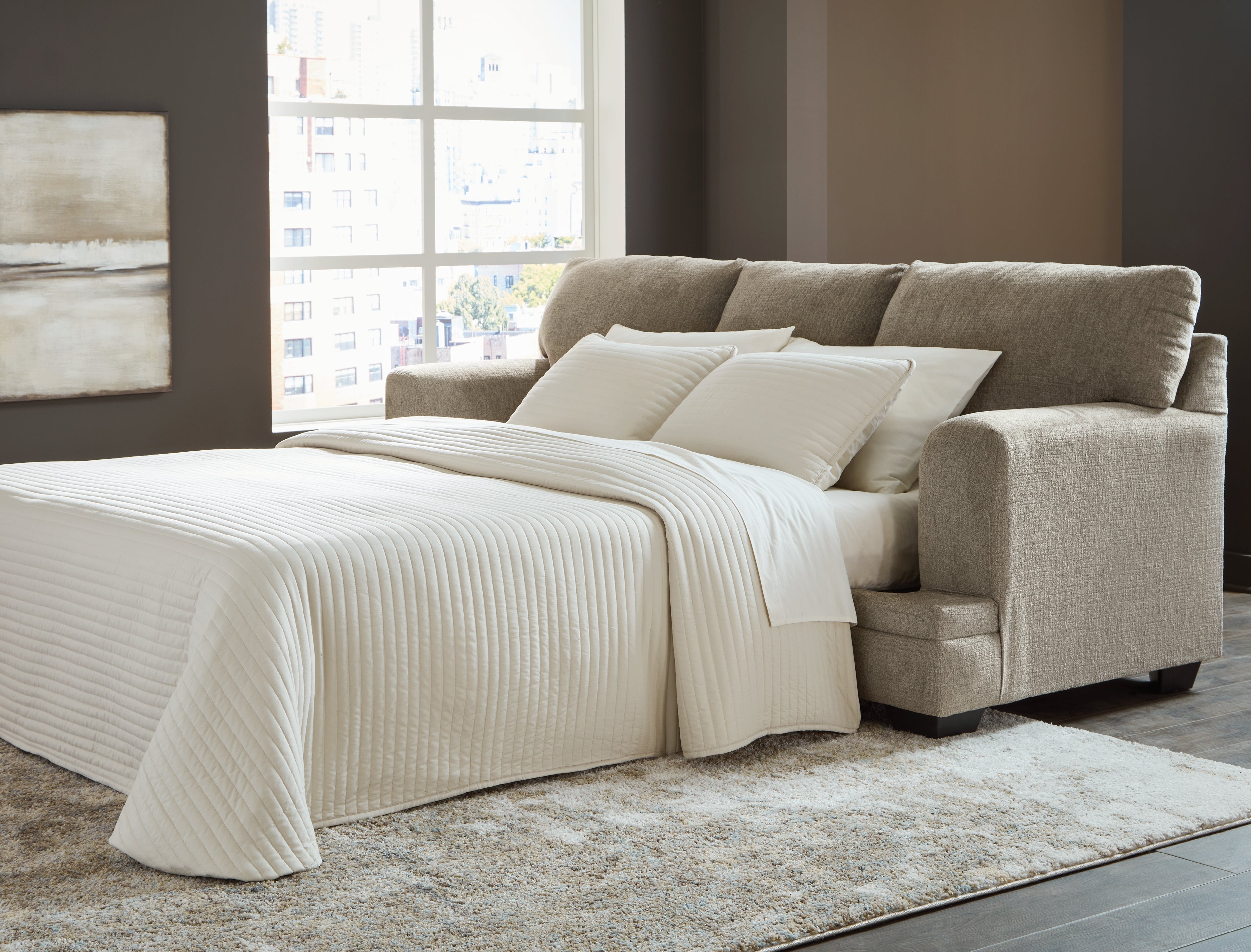 Elite Furniture Outlet - Ashley Furniture - Stonemeade Living Room - Queen Sofa Sleeper / Taupe - 5950439