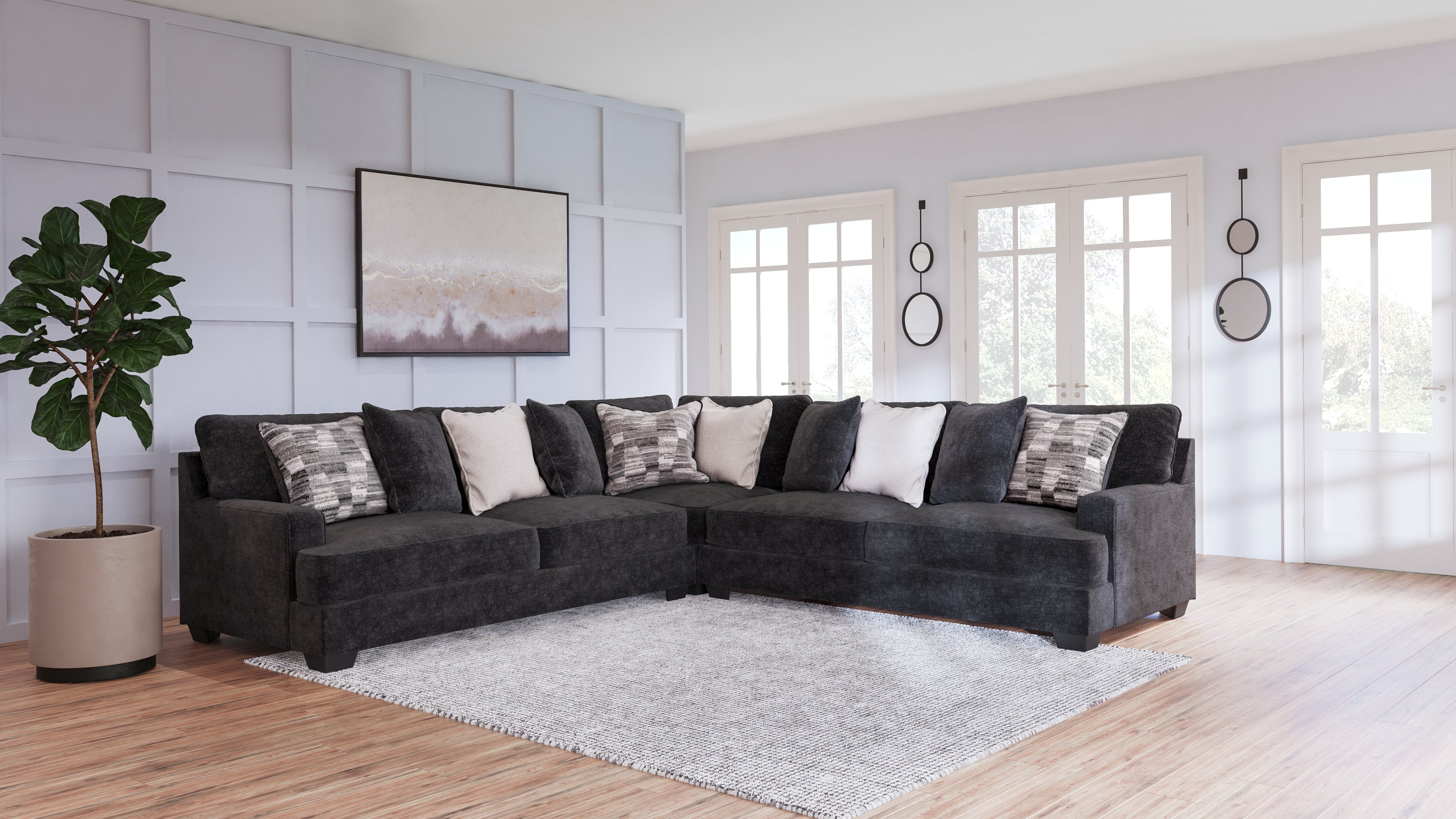Elite Furniture Outlet - Ashley Furniture - Lavernett Sectional - LAF 3-Piece Sectional / Charcoal - 59603S1