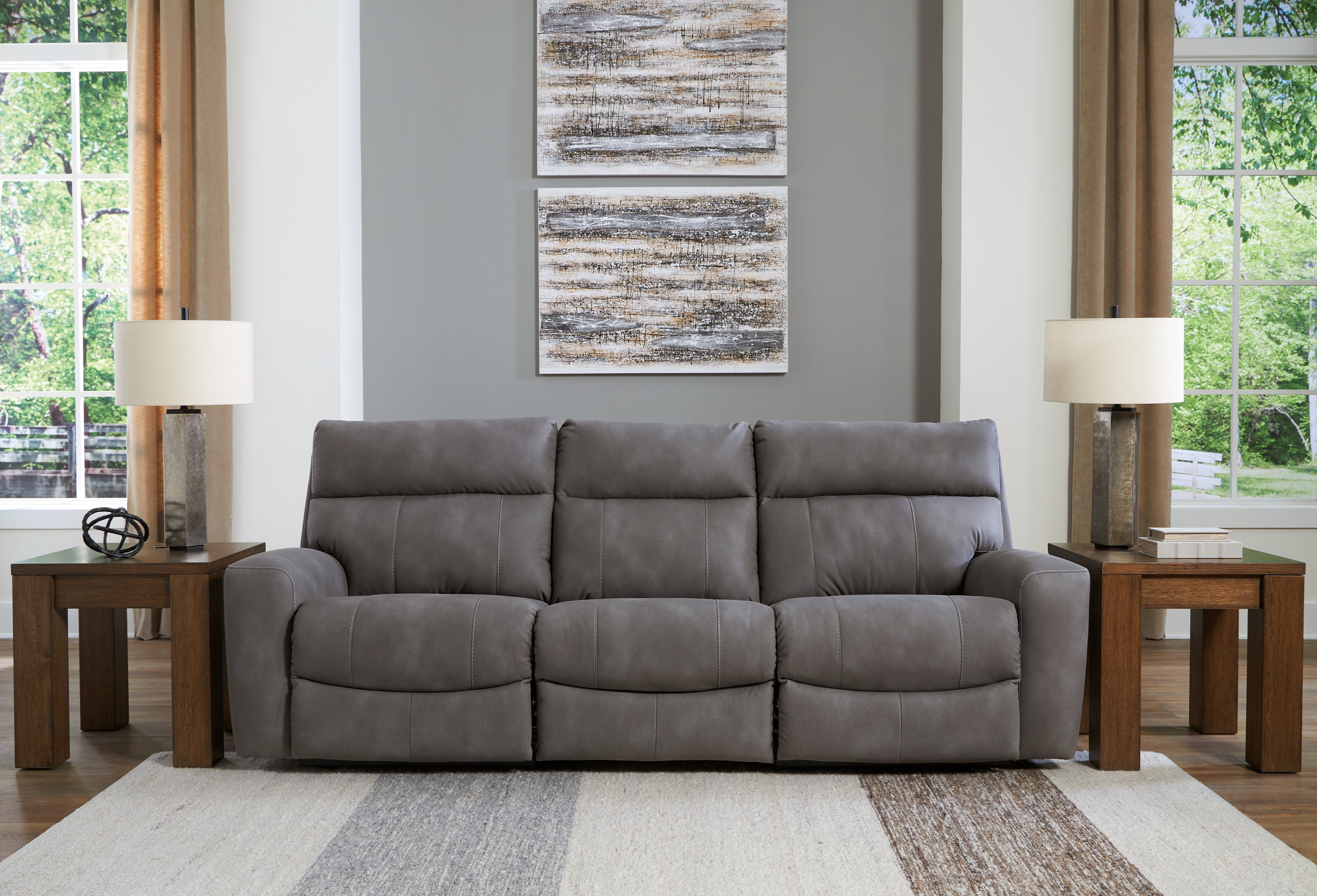 Elite Furniture Outlet - Ashley Furniture - Next-Gen DuraPella Sectional - 3-Piece Power Reclining Sectional Sofa / Slate - 61003S2