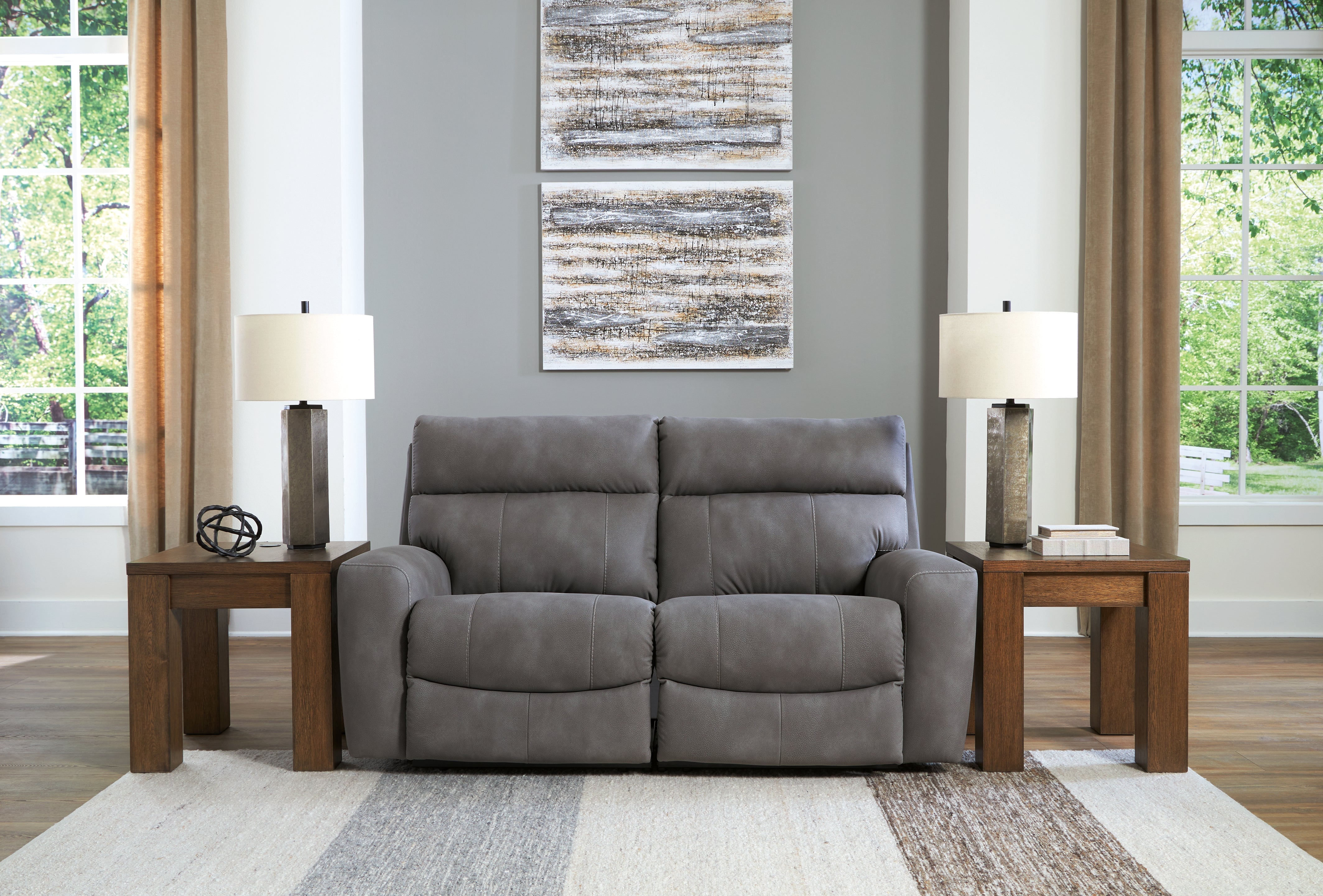 Elite Furniture Outlet - Ashley Furniture - Next-Gen DuraPella Sectional - 2-Piece Power Reclining Sectional Loveseat / Slate - 61003S1