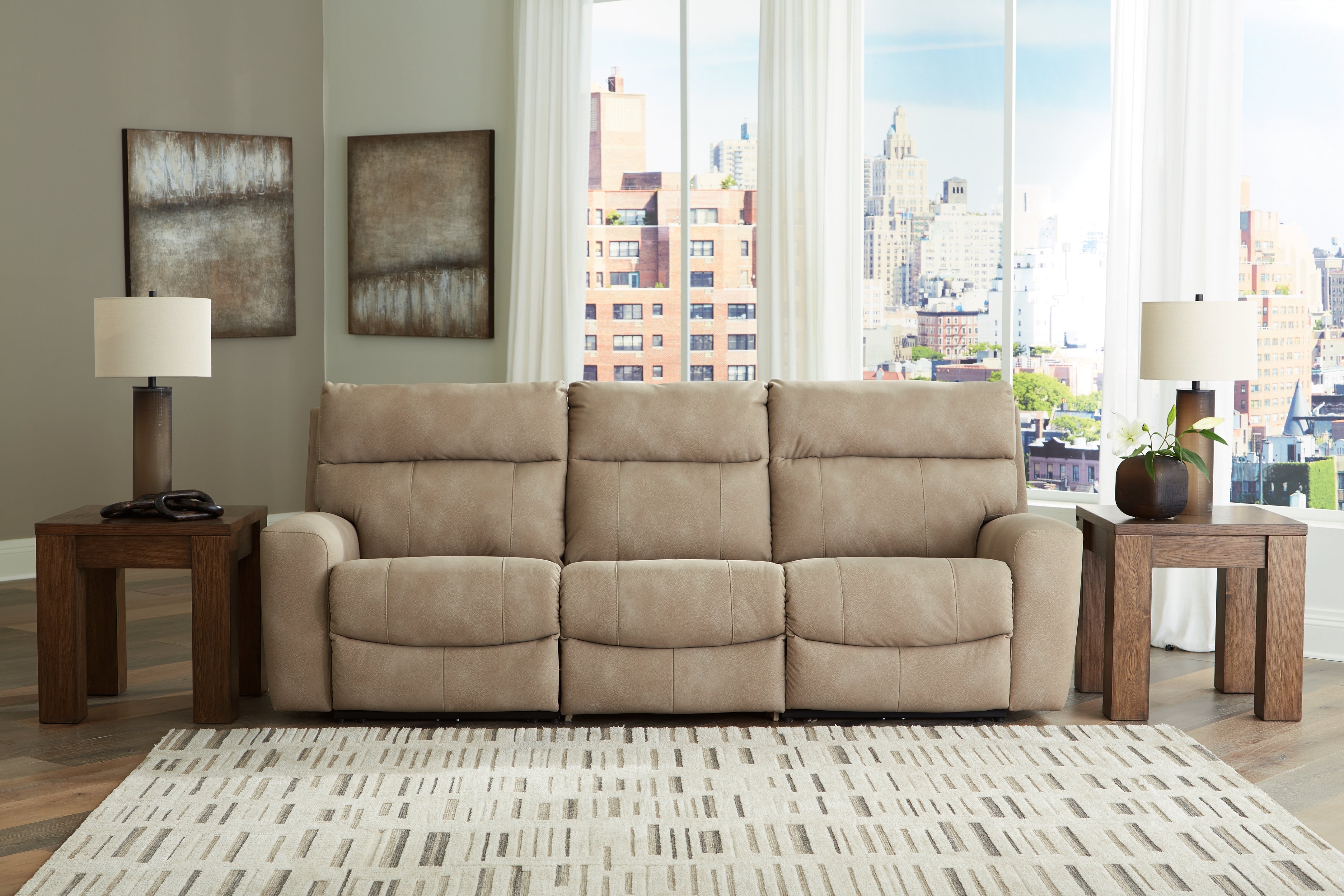 Elite Furniture Outlet - Ashley Furniture - Next-Gen DuraPella Sectional - 3-Piece Power Reclining Sectional Sofa / Sand - 61004S2