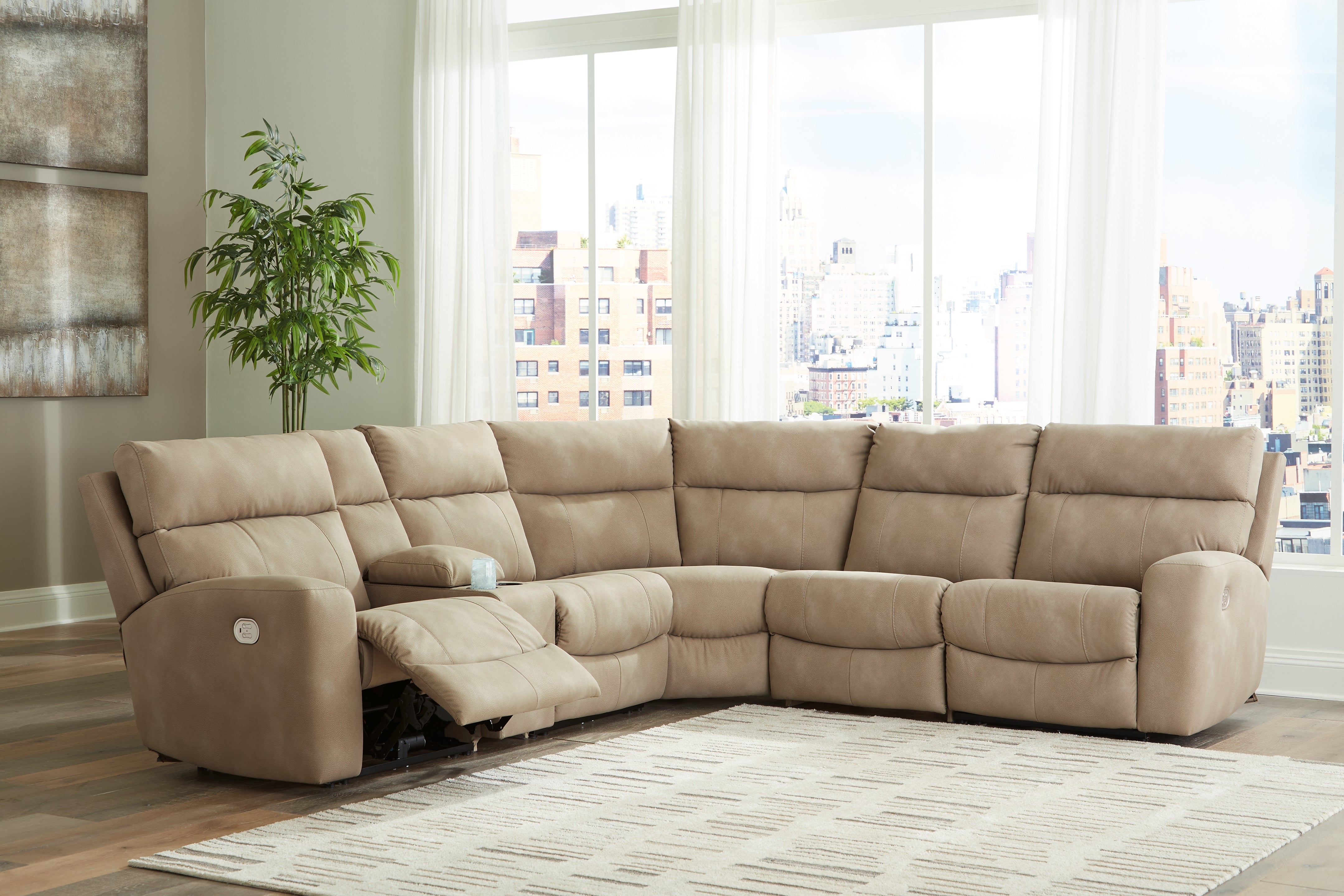 Elite Furniture Outlet - Ashley Furniture - Next-Gen DuraPella Sectional - 6-Piece Power Reclining Sectional / Sand - 61004S7