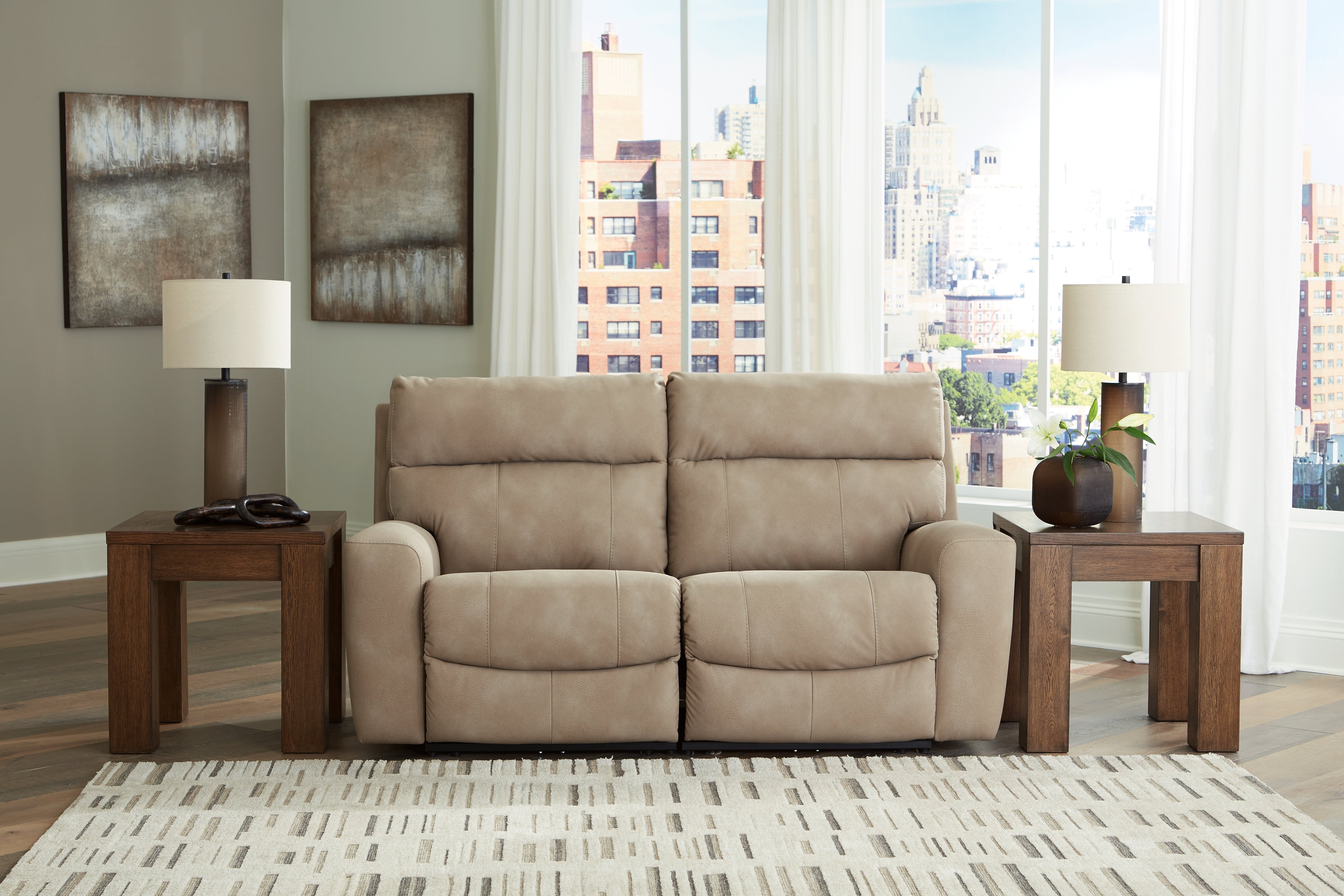 Elite Furniture Outlet - Ashley Furniture - Next-Gen DuraPella Sectional - 2-Piece Power Reclining Sectional Loveseat / Sand - 61004S1