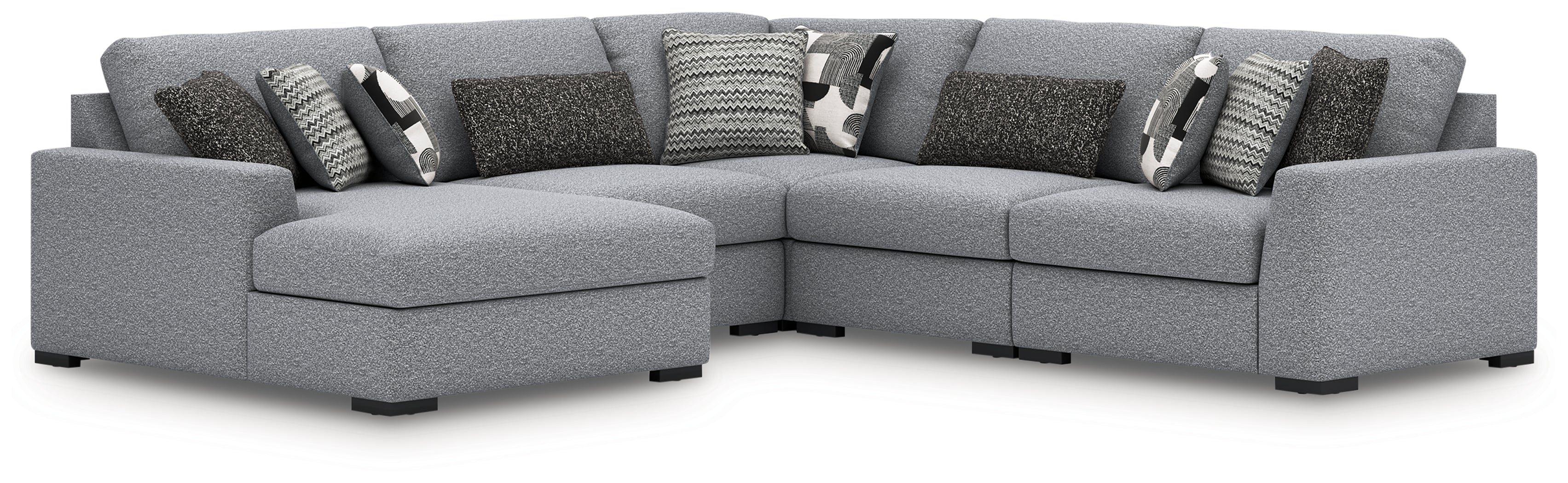 Elite Furniture Outlet - Ashley Furniture - Bealton Sectional - RAF 5-Piece Sectional with Chaise / Salt and Pepper - 61305S8