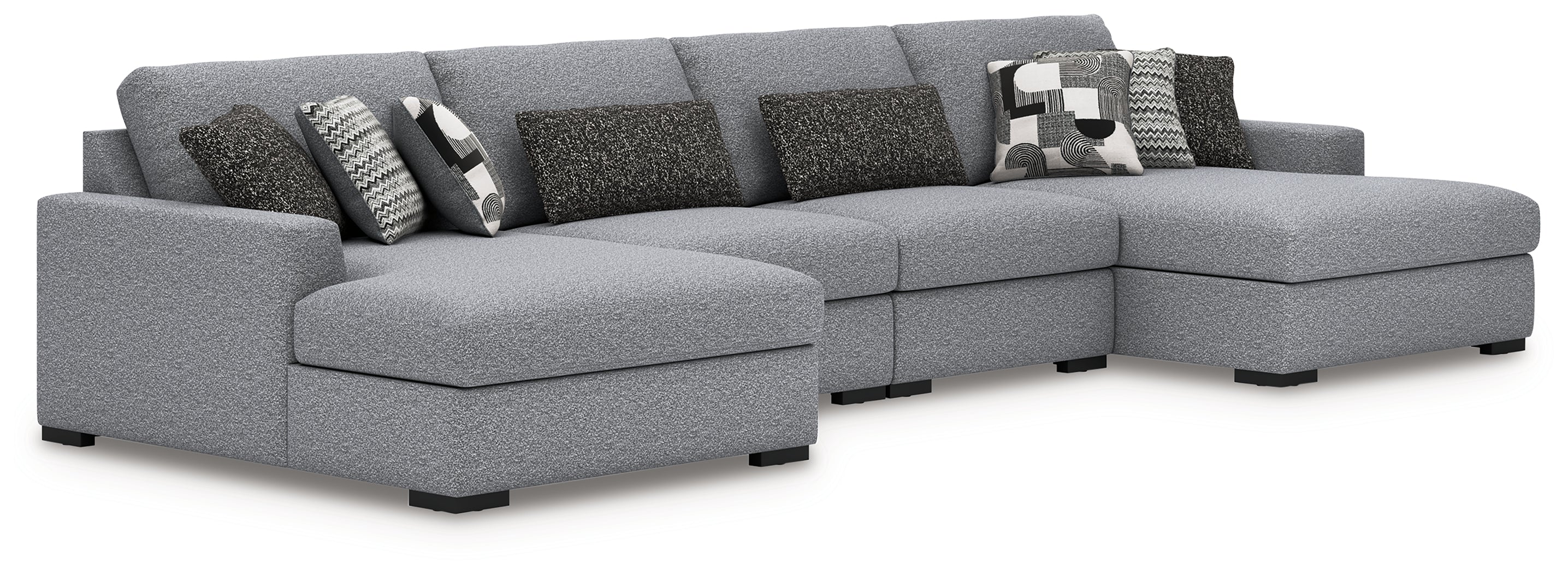 Elite Furniture Outlet - Ashley Furniture - Bealton Sectional - RAF 4-Piece Sectional with Double Chaise / Salt and Pepper - 61305S9