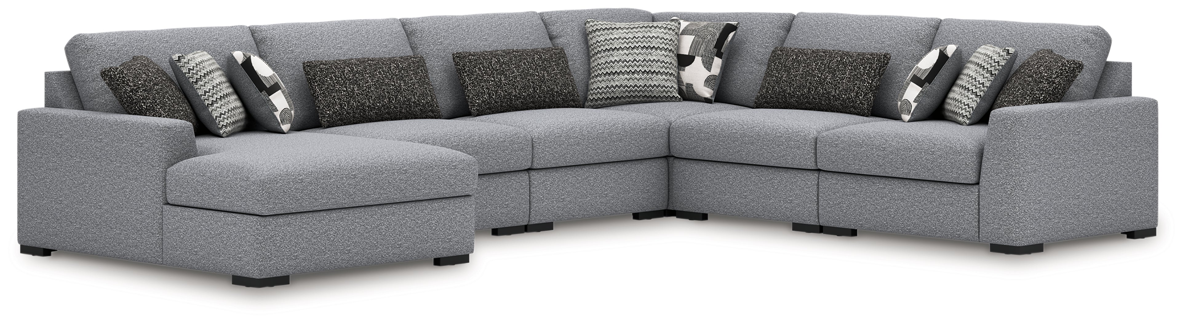 Elite Furniture Outlet - Ashley Furniture - Bealton Sectional - RAF 6-Piece Sectional with Chaise / Salt and Pepper - 61305S13