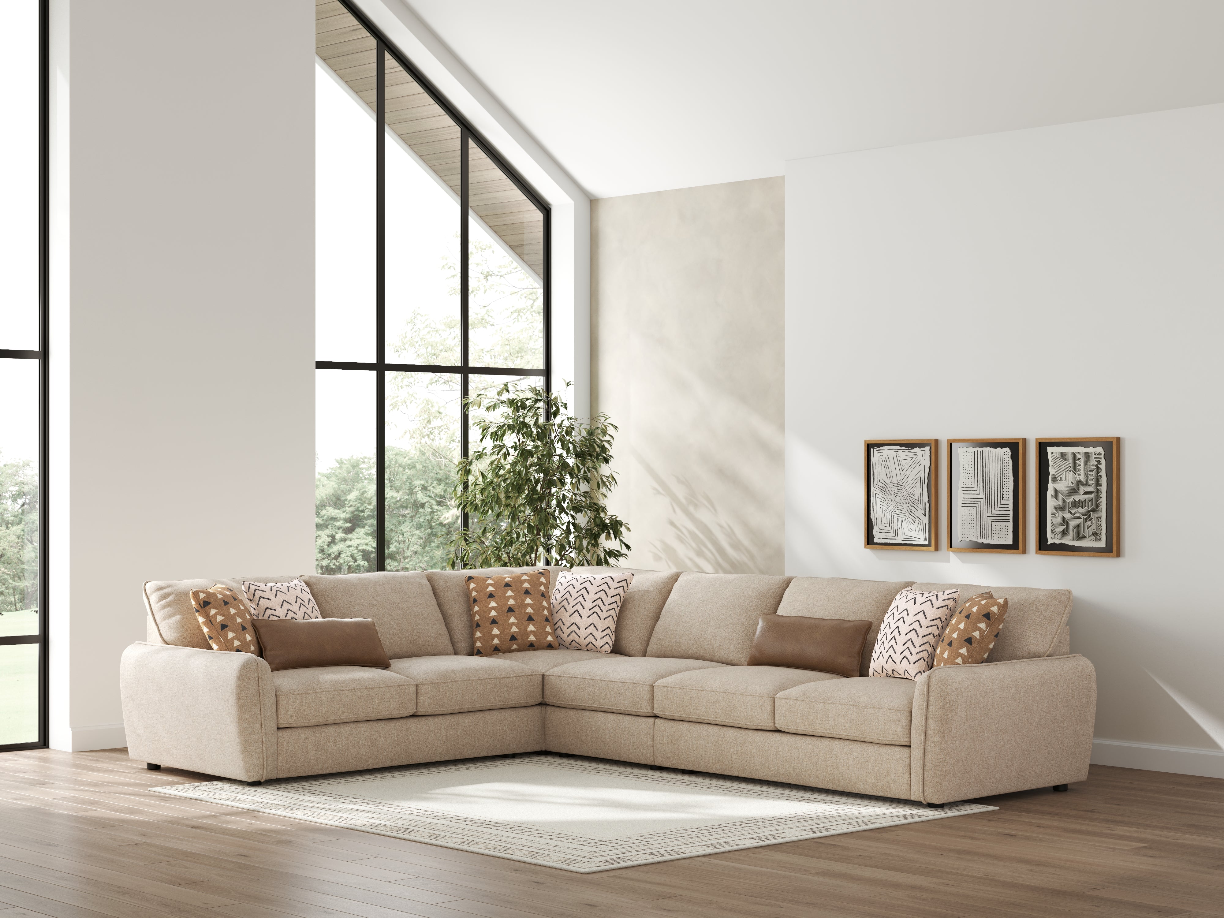 Elite Furniture Outlet - Ashley Furniture - Seyler Sectional - LAF 4-Piece Sectional / Sand - 61405S2