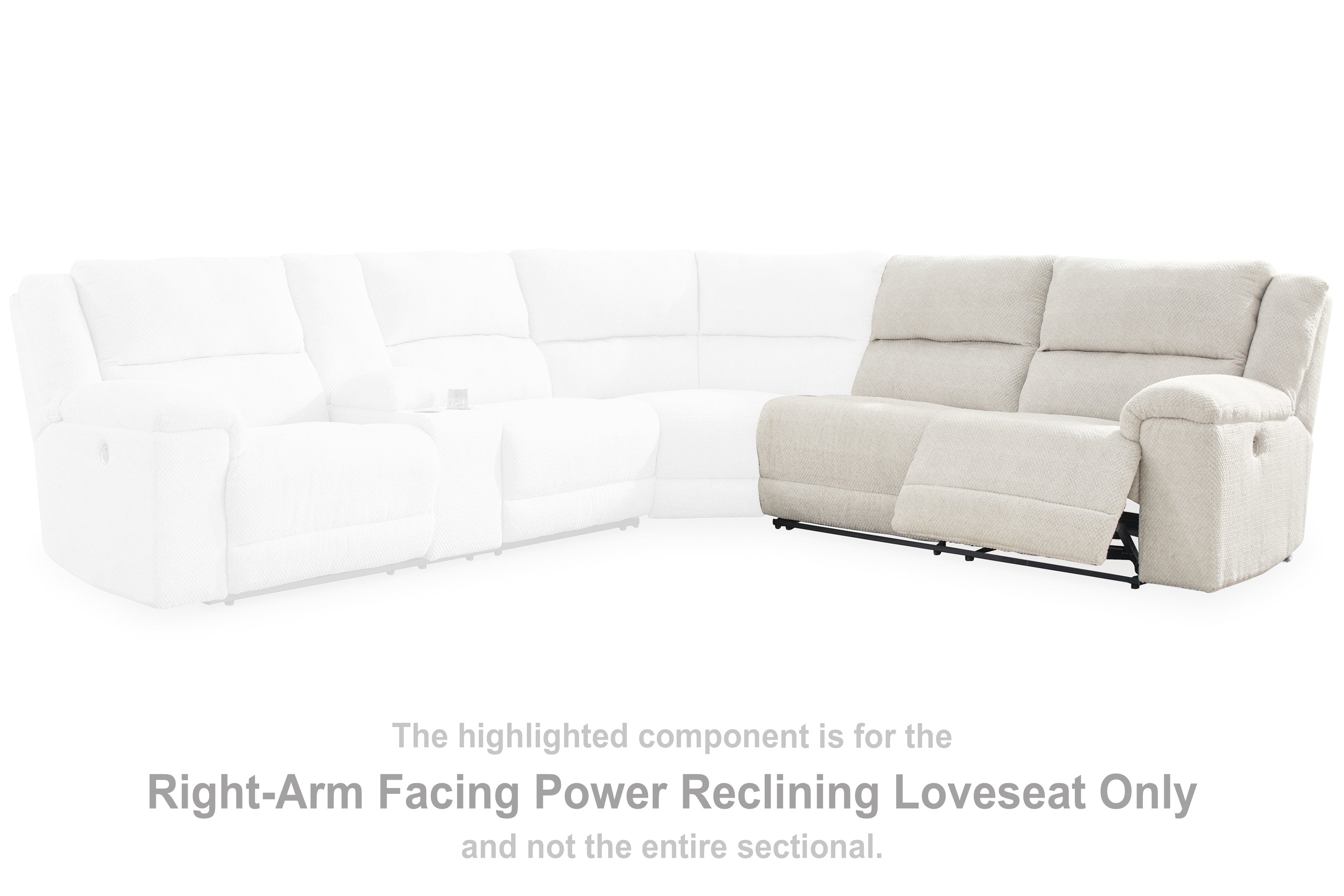 Elite Furniture Outlet - Ashley Furniture - Keensburg Sectional - RAF Reclining Power Loveseat / Linen - 6180775