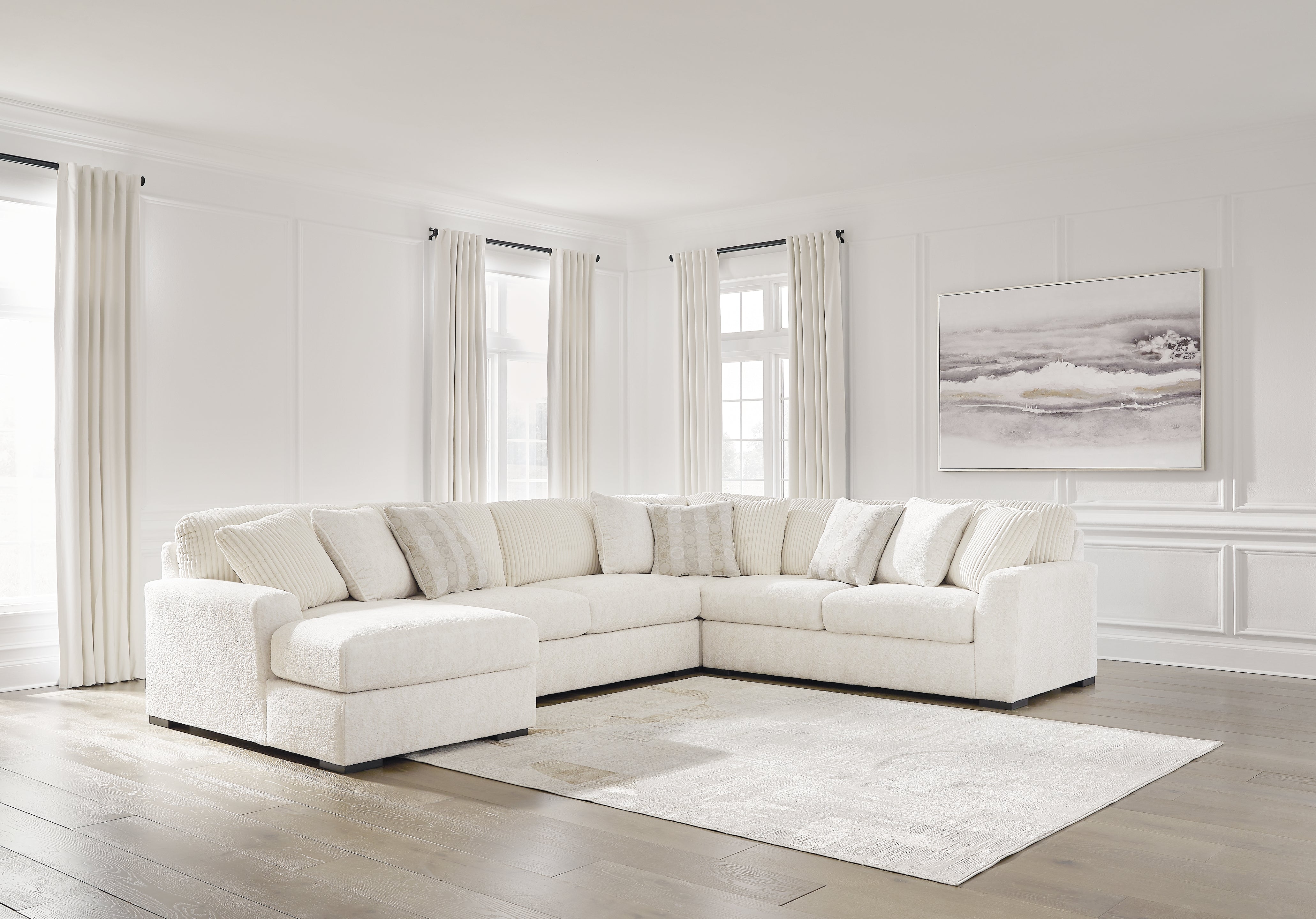 Elite Furniture Outlet - Ashley Furniture - Chessington Sectional - RAF 4-Piece Sectional with Chaise / Ivory - 61904S3