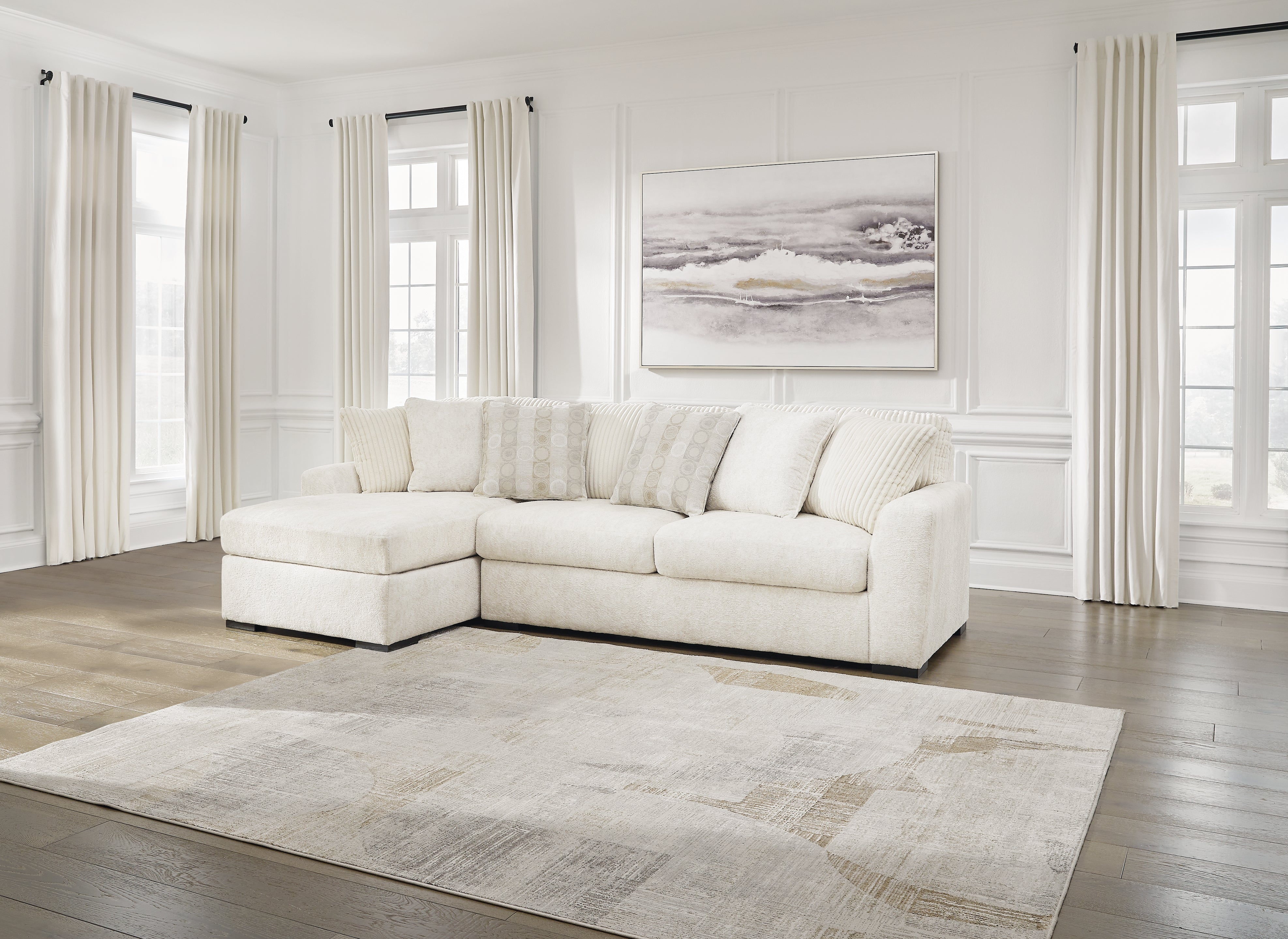 Elite Furniture Outlet - Ashley Furniture - Chessington Sectional - RAF 2-Piece Sectional with Chaise / Ivory - 61904S1