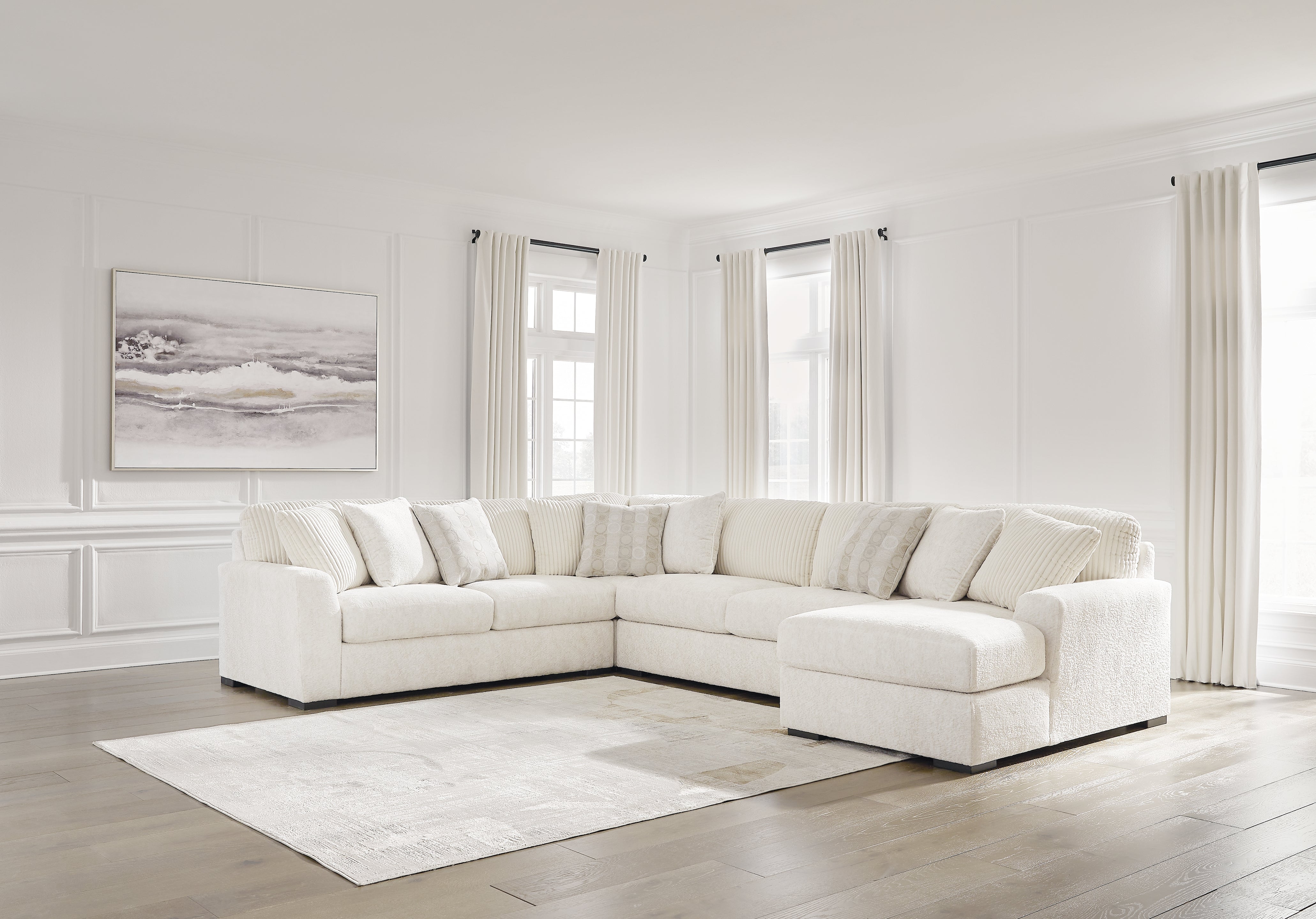 Elite Furniture Outlet - Ashley Furniture - Chessington Sectional - LAF 4-Piece Sectional with Chaise / Ivory - 61904S4