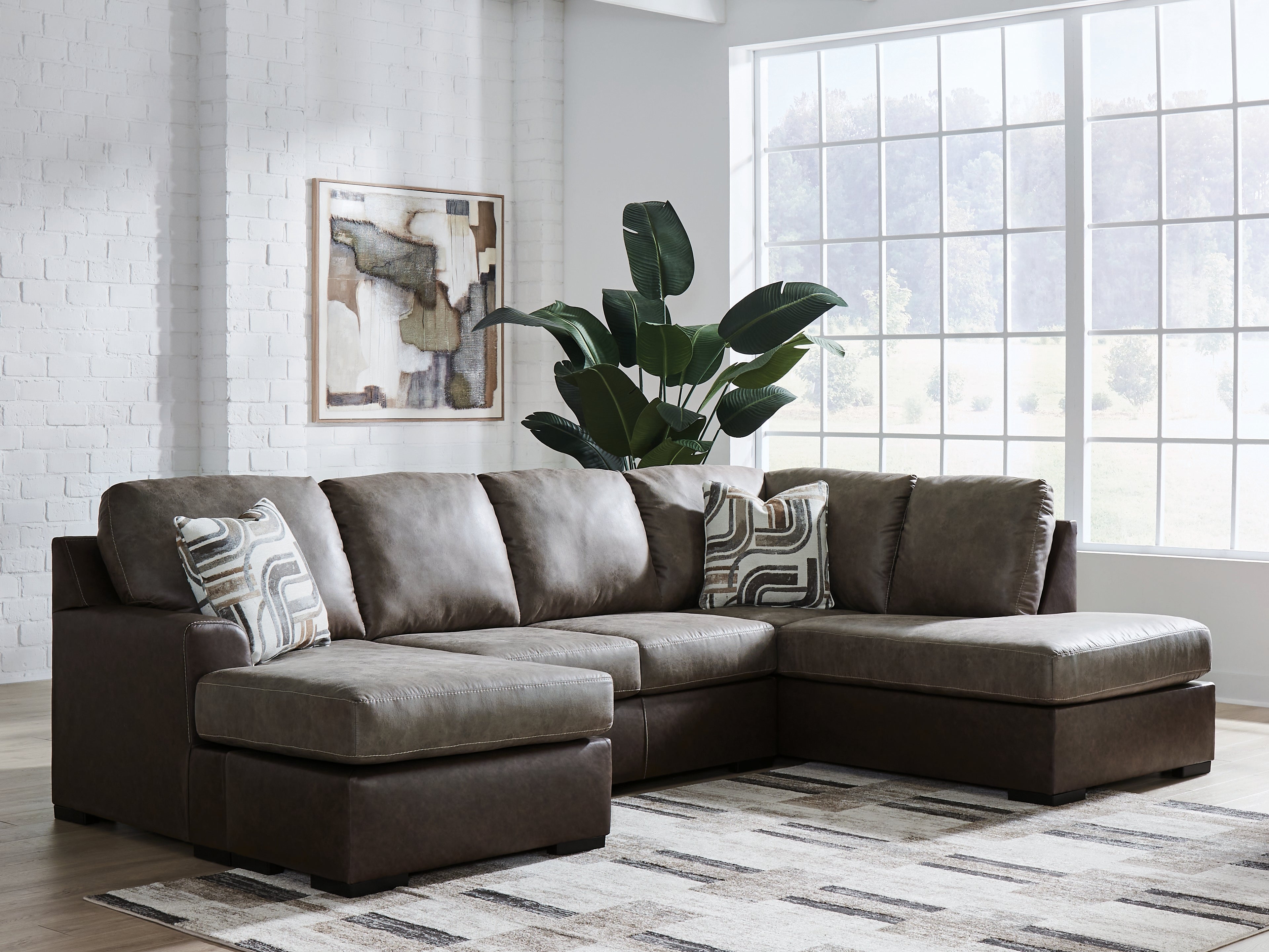 Elite Furniture Outlet - Ashley Furniture - Castille Way Sectional - LAF 2-Piece Sectional with Chaise / Fossil - PC62703S2