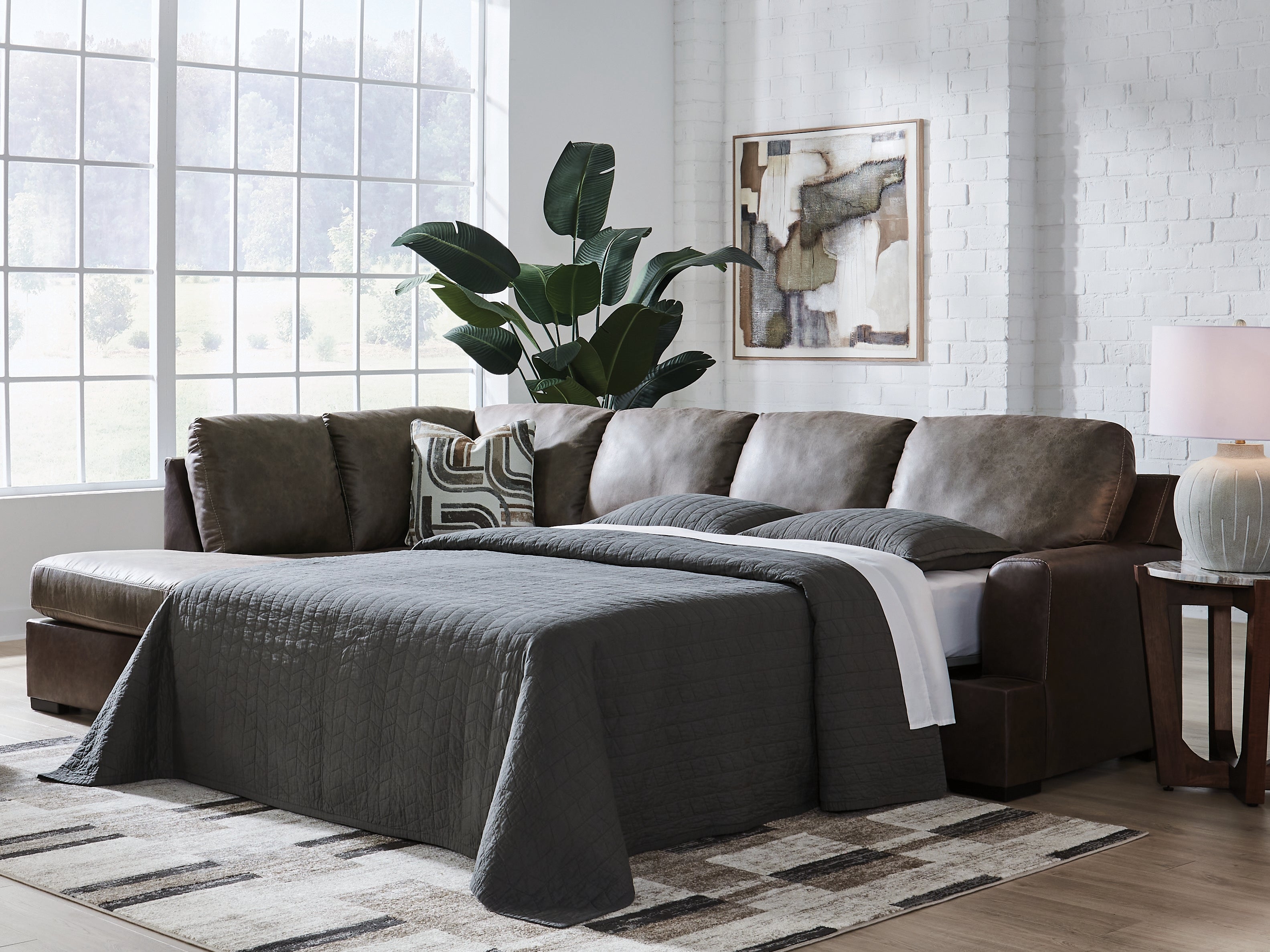 Elite Furniture Outlet - Ashley Furniture - Castille Way Sectional - RAF 2-Piece Sleeper Sectional with Chaise / Fossil - PC62703S4
