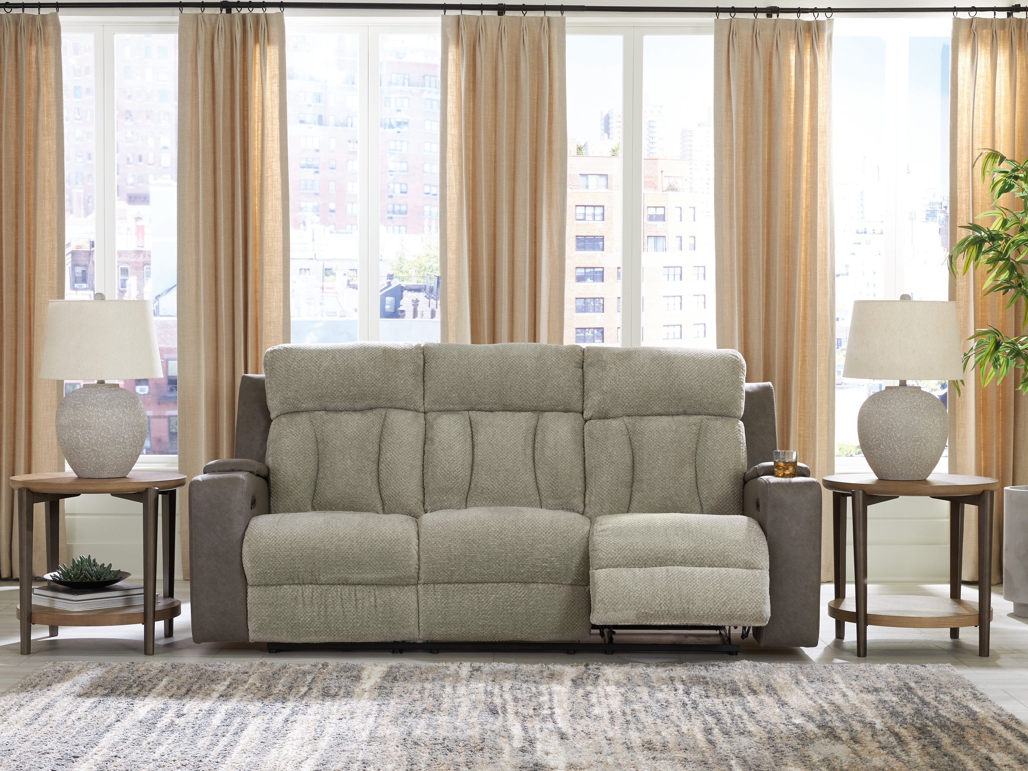 Elite Furniture Outlet - Ashley Furniture - WhipLash Living Room - PWR REC Sofa with ADJ Headrest / Sisal - PC6320415