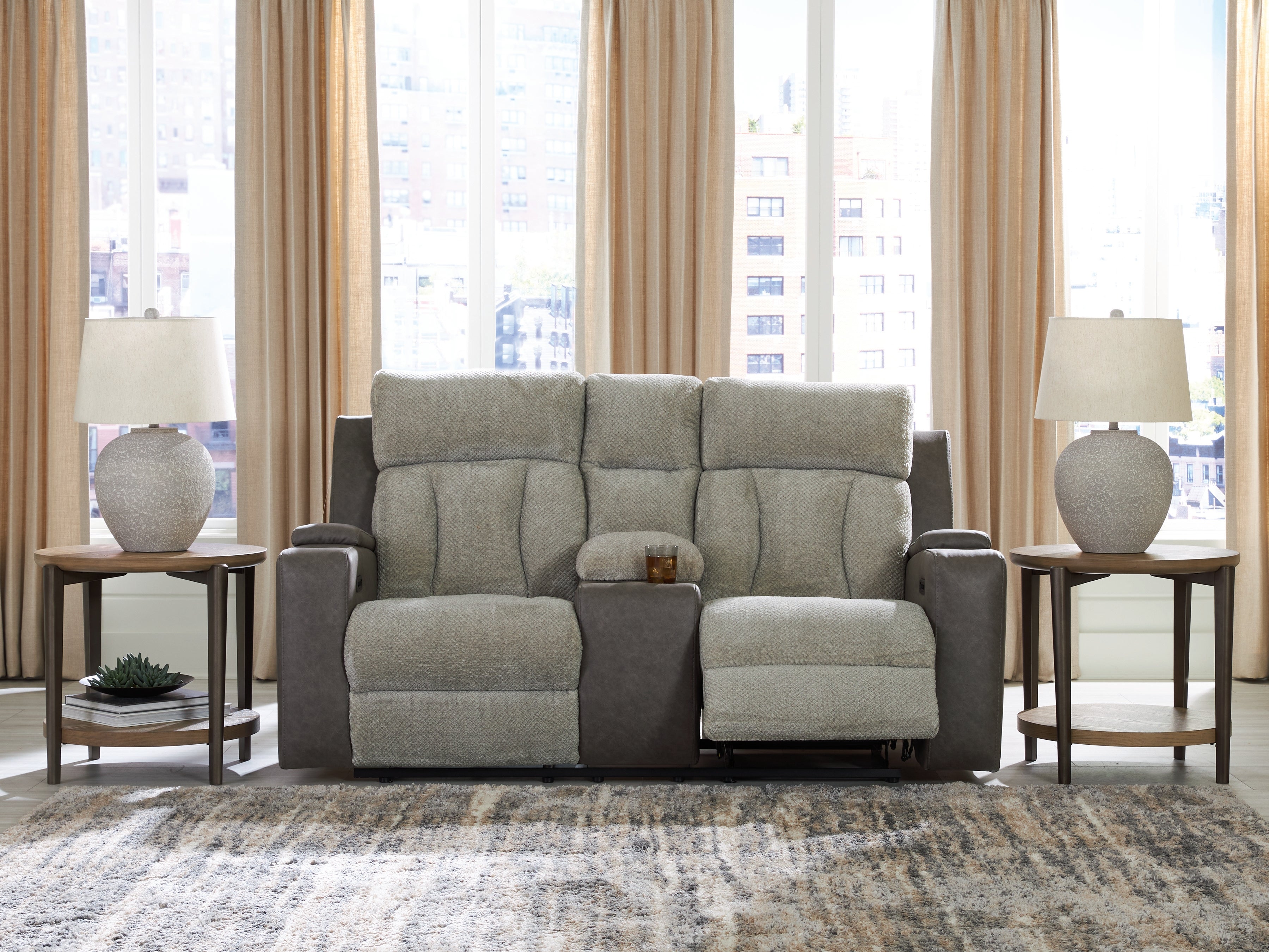 Elite Furniture Outlet - Ashley Furniture - WhipLash Living Room - PWR REC Loveseat/CON/ADJ HDRST / Sisal - PC6320418