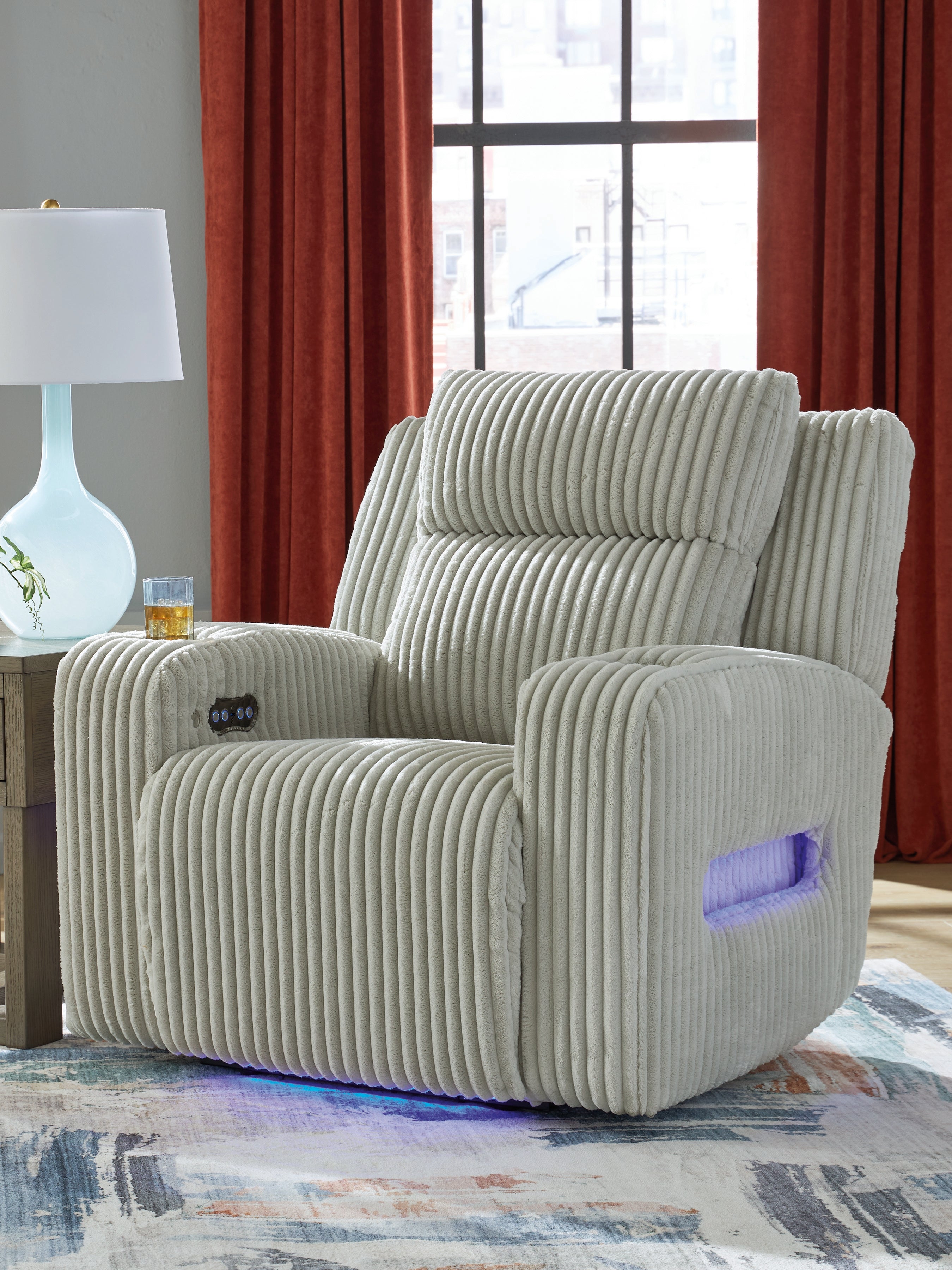 Elite Furniture Outlet - Ashley Furniture - Forest Lake Living Room - PWR Recliner/ADJ Headrest / Alloy - PC6420313