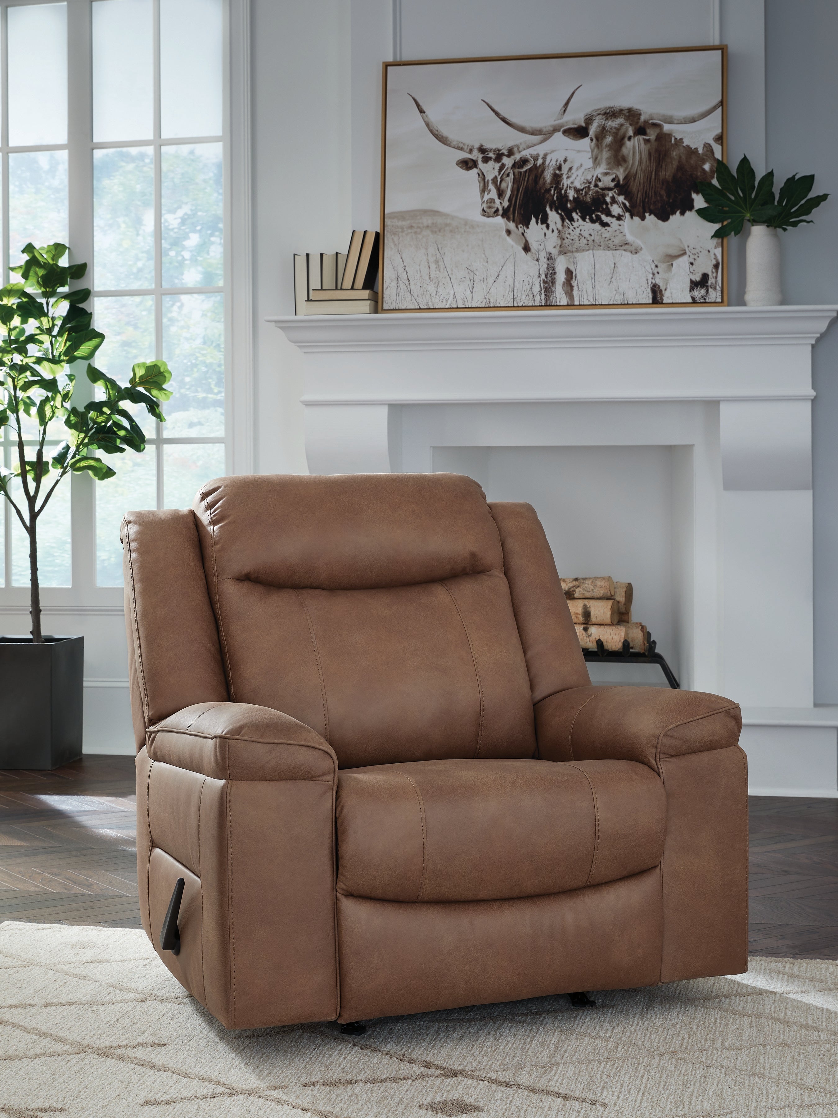 Elite Furniture Outlet - Ashley Furniture - Status Check Living Room - Rocker Recliner / Caramel - PC6530825