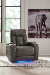 Elite Furniture Outlet - Ashley Furniture - Feazada Living Room - PWR Recliner/ADJ Headrest / Shadow - 6620513