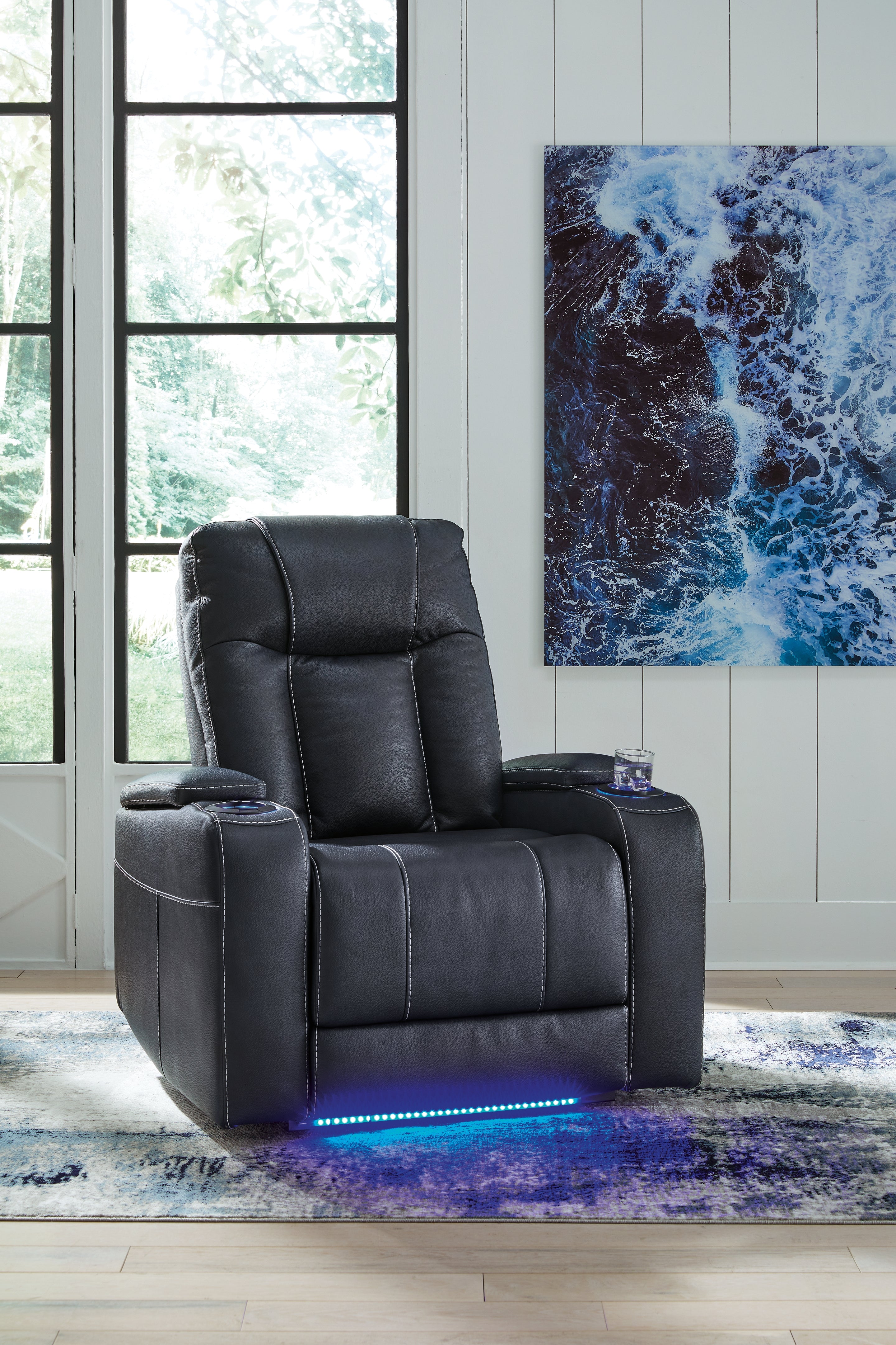 Elite Furniture Outlet - Ashley Furniture - Feazada Living Room - PWR Recliner/ADJ Headrest / Sapphire - 6620613